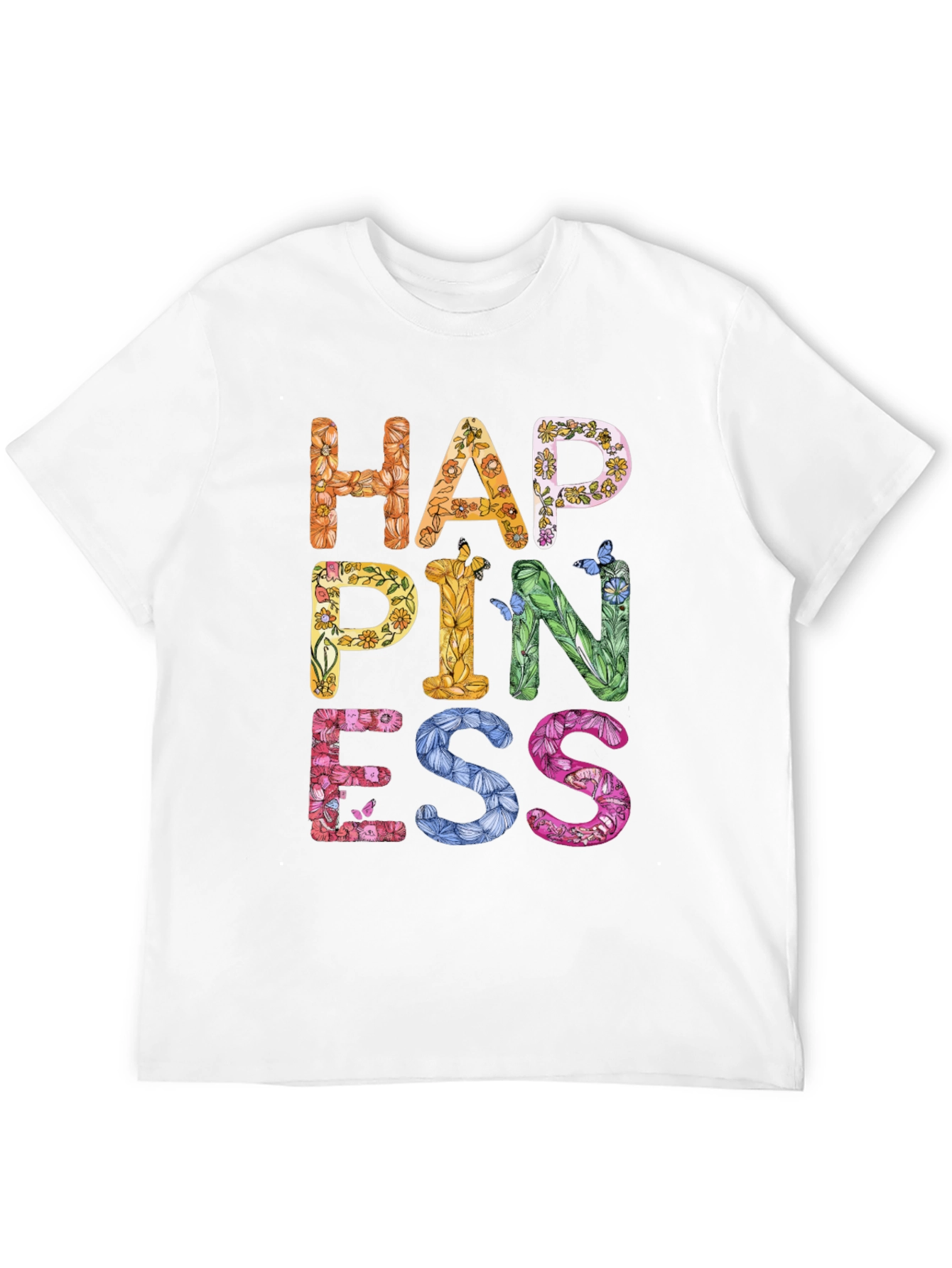 Floral Happiness Graphic Tee - Black Casual T-Shirt