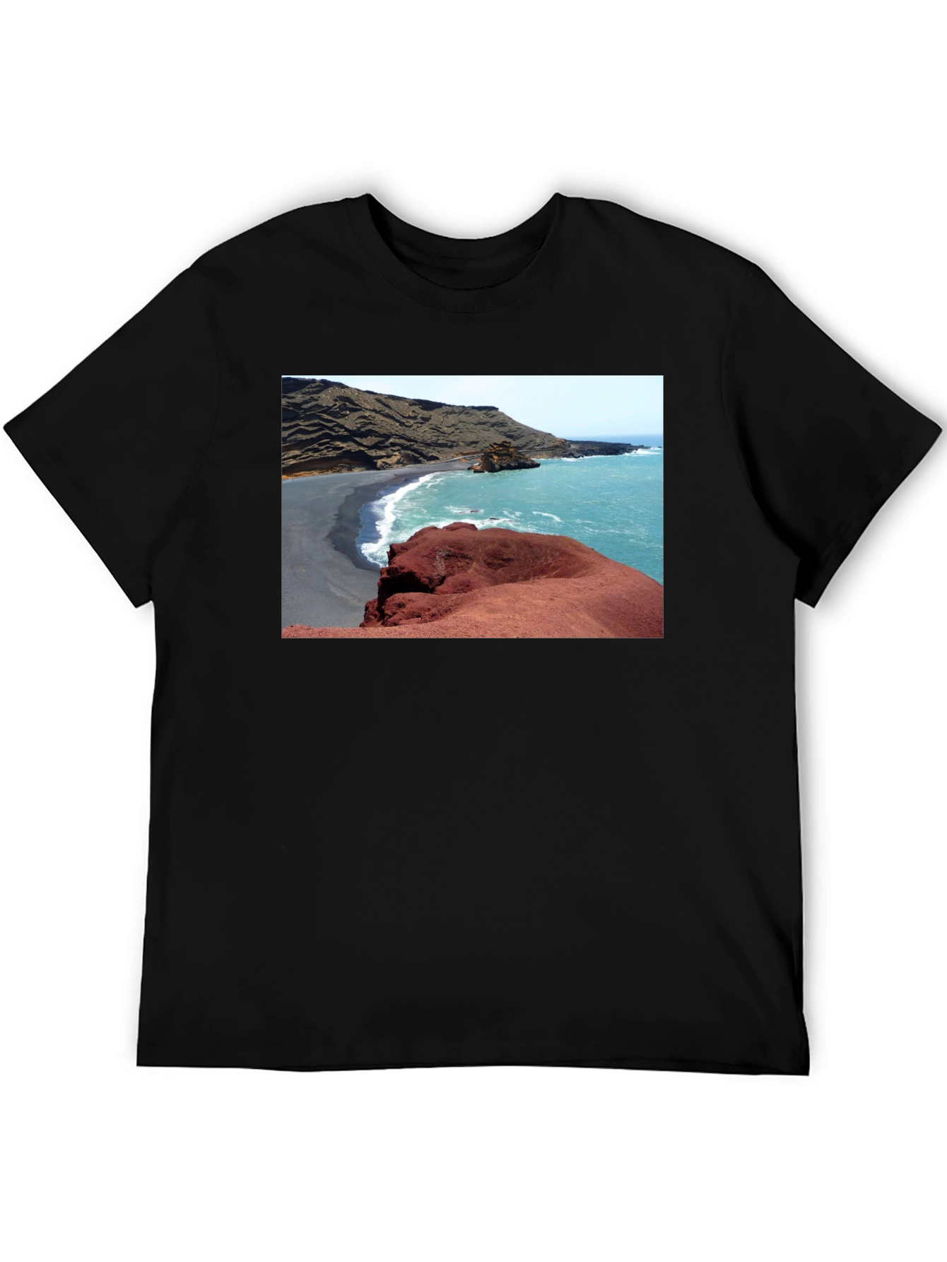 Red Beach T-Shirt - Black Cotton Tee
