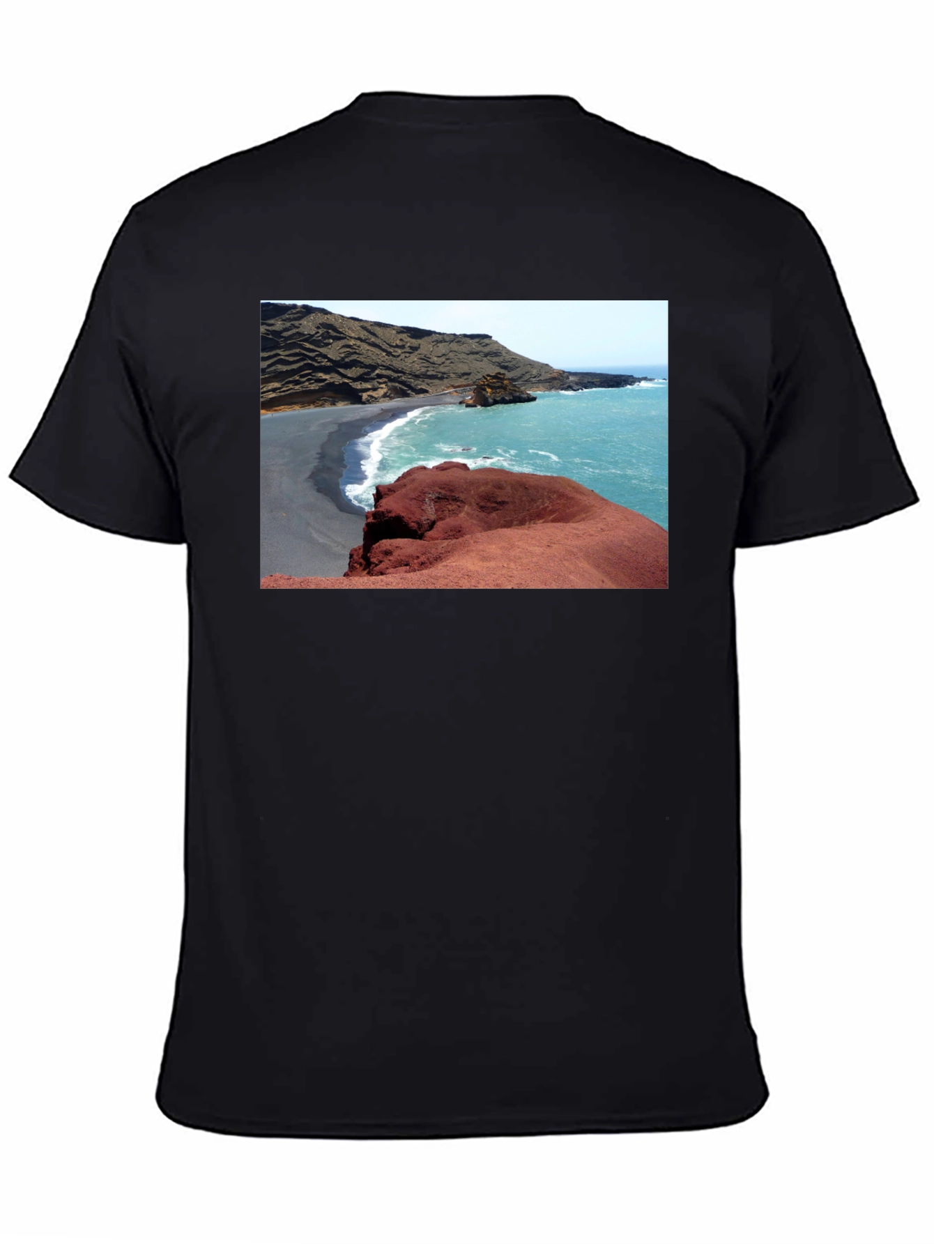 Red Beach T-Shirt - Black Cotton Tee