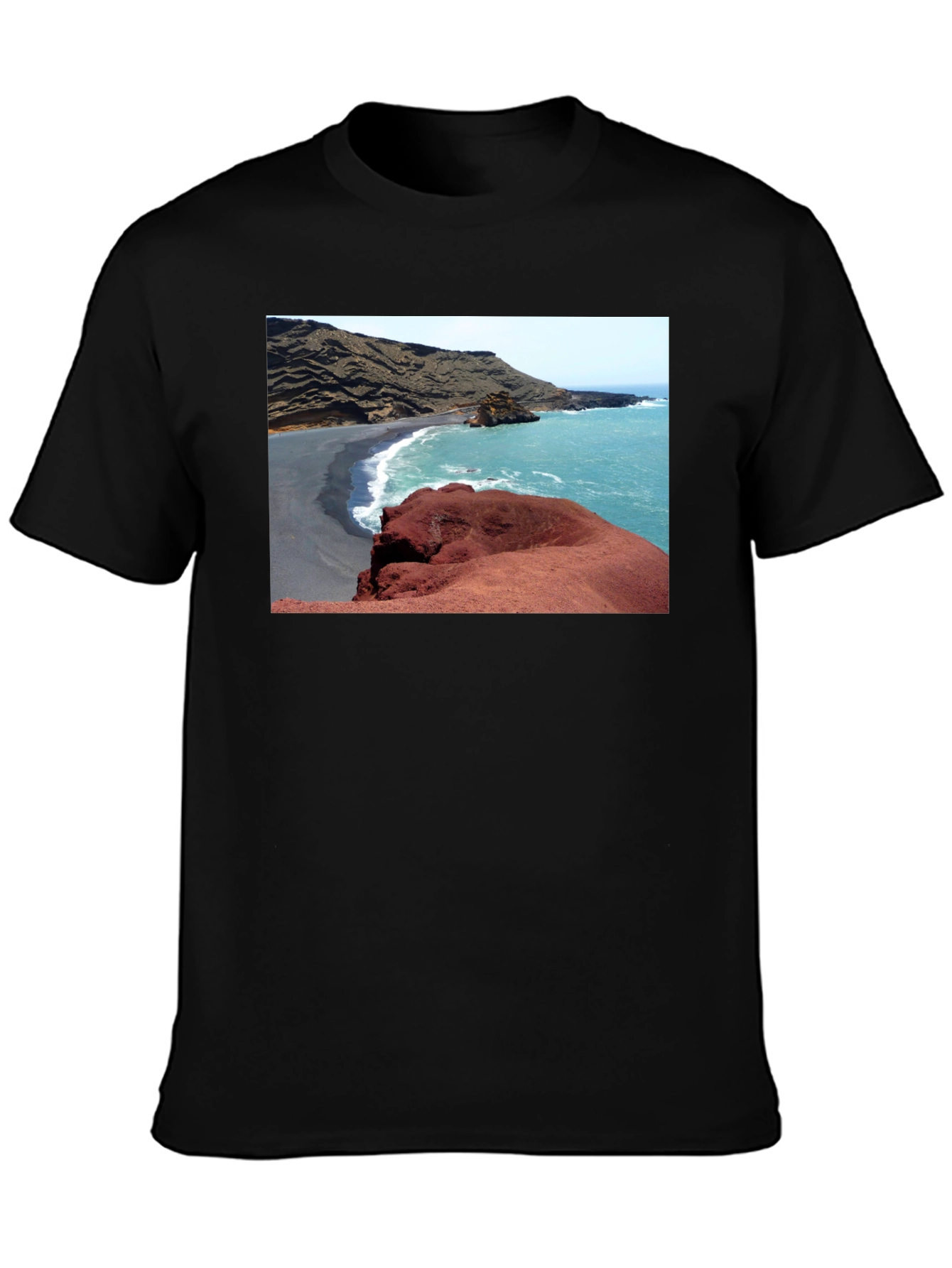 Red Beach T-Shirt - Black Cotton Tee