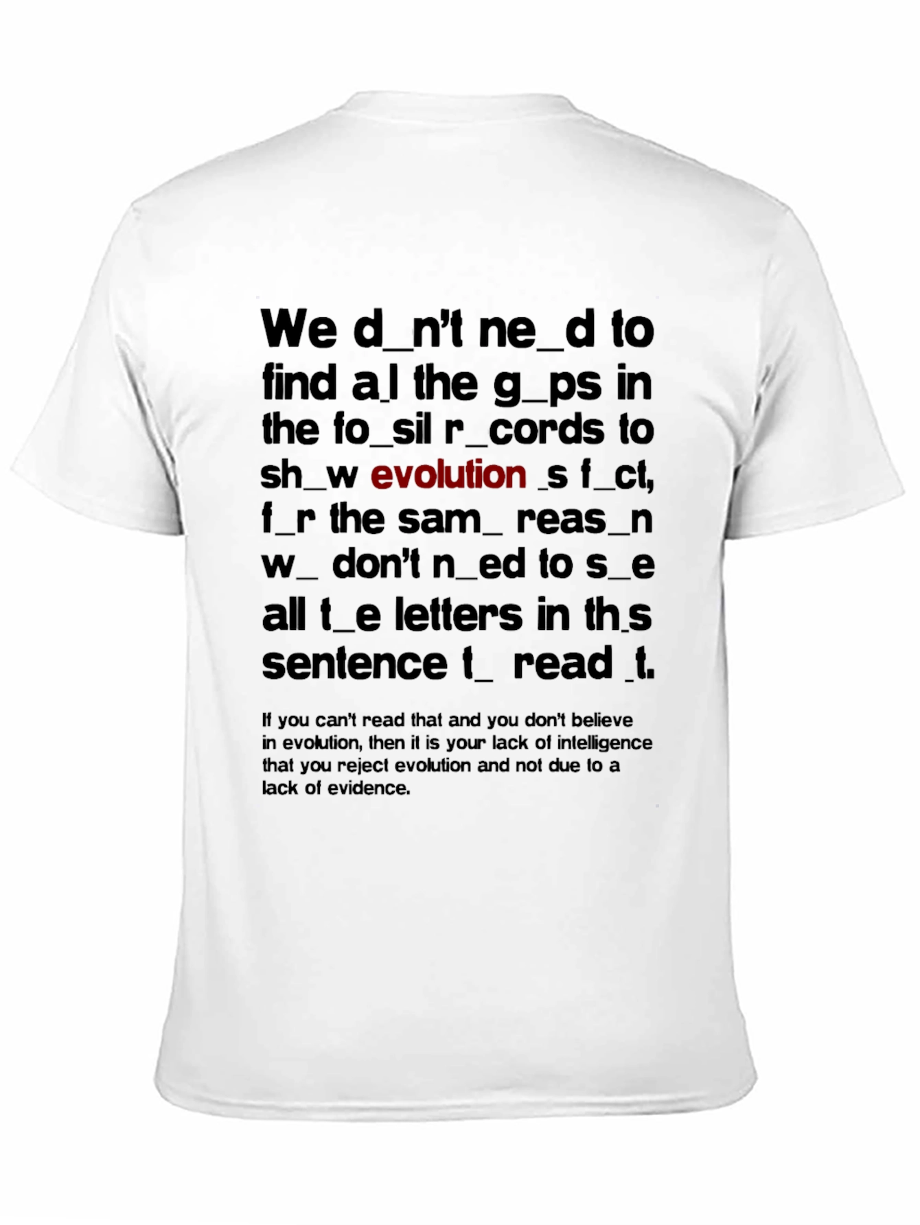 Evolution T-Shirt: Missing Letters