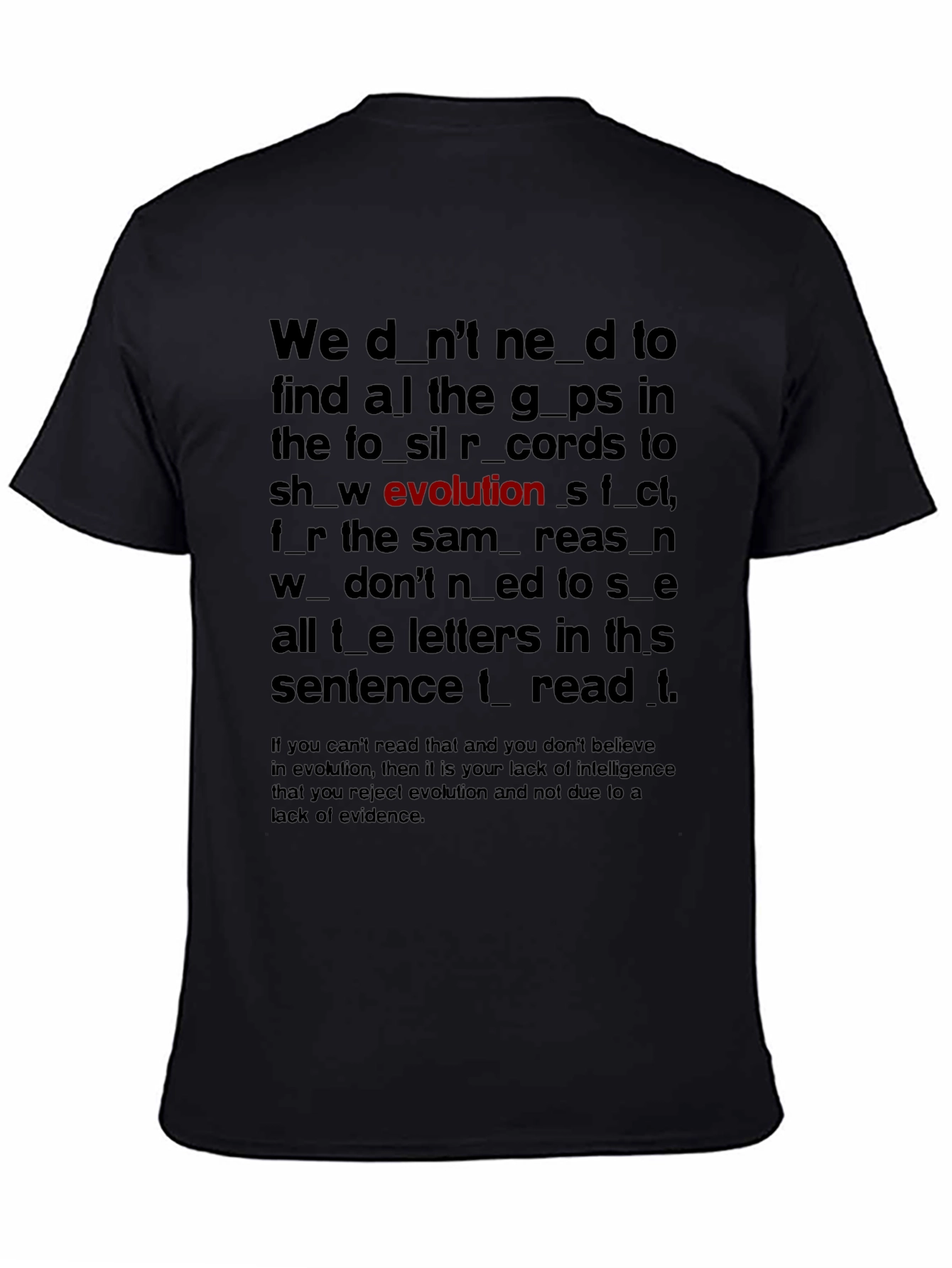 Evolution T-Shirt: Missing Letters