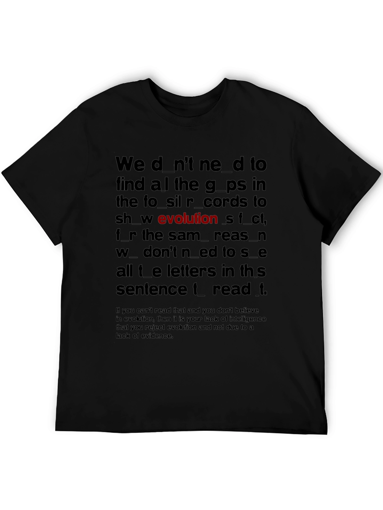 Evolution T-Shirt: Missing Letters