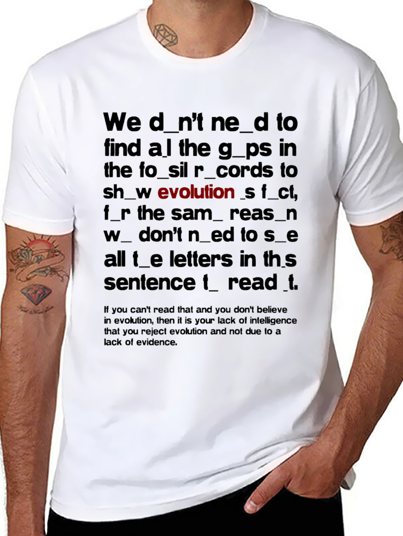 Evolution T-Shirt: Missing Letters