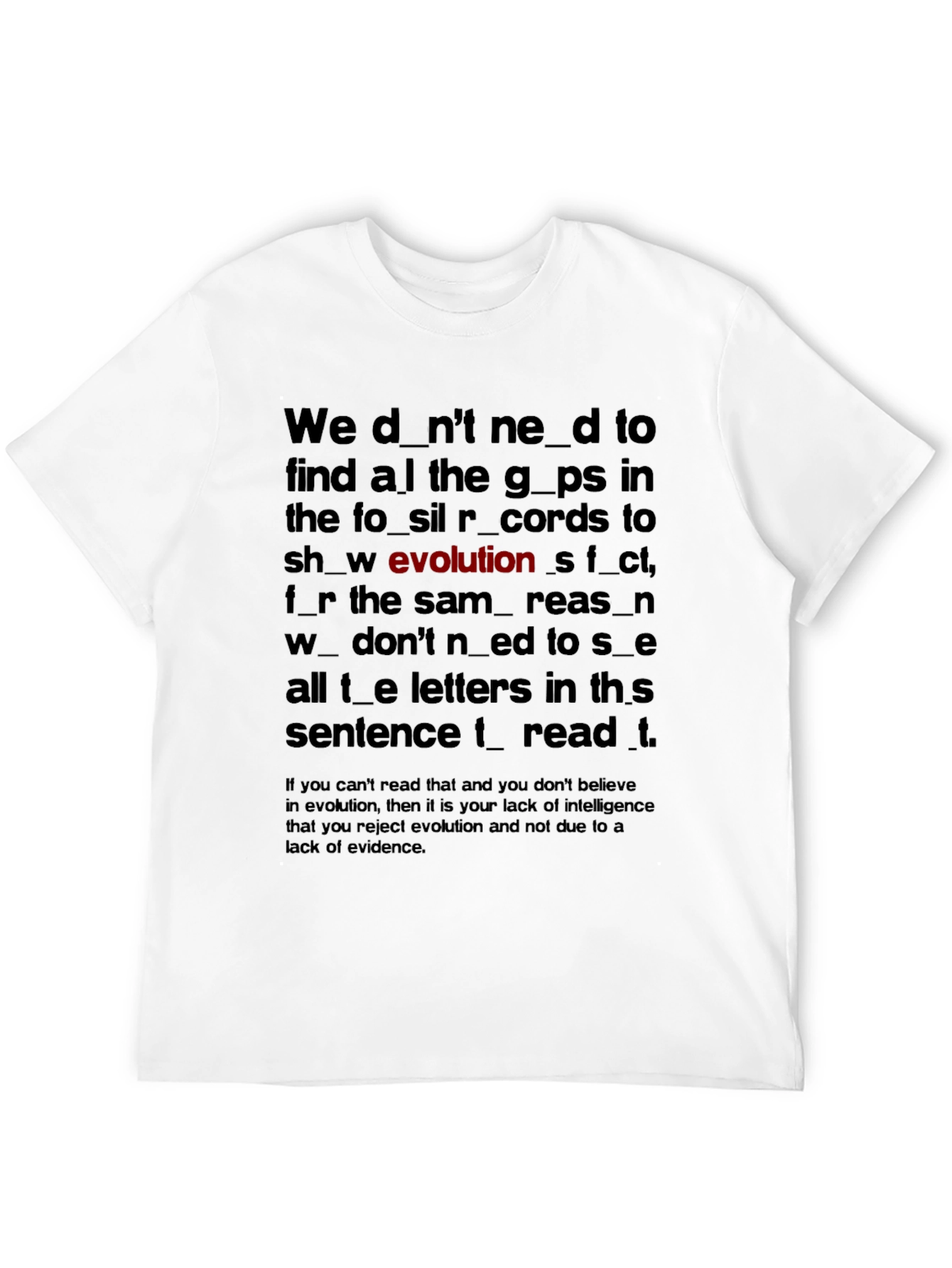 Evolution T-Shirt: Missing Letters