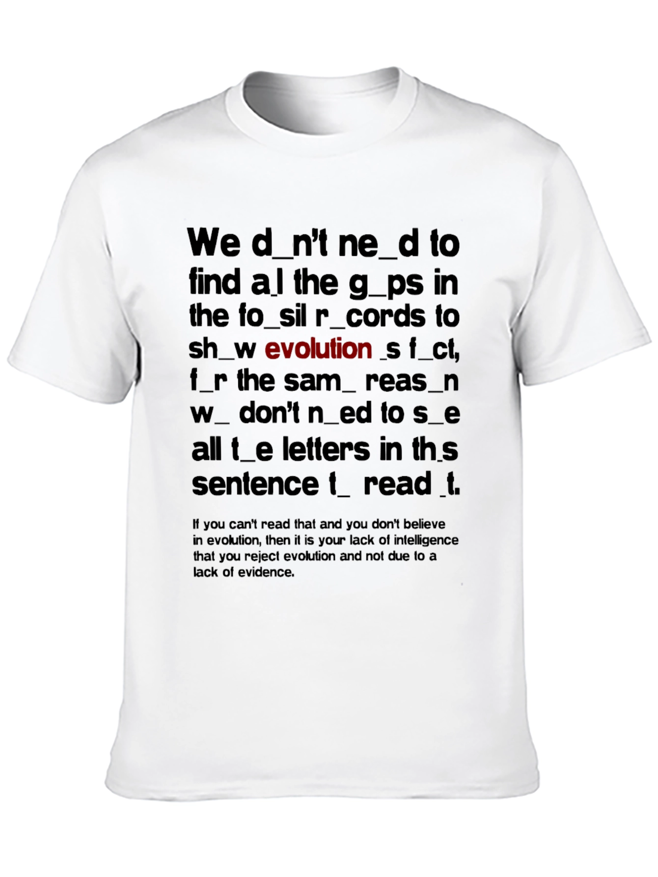 Evolution T-Shirt: Missing Letters