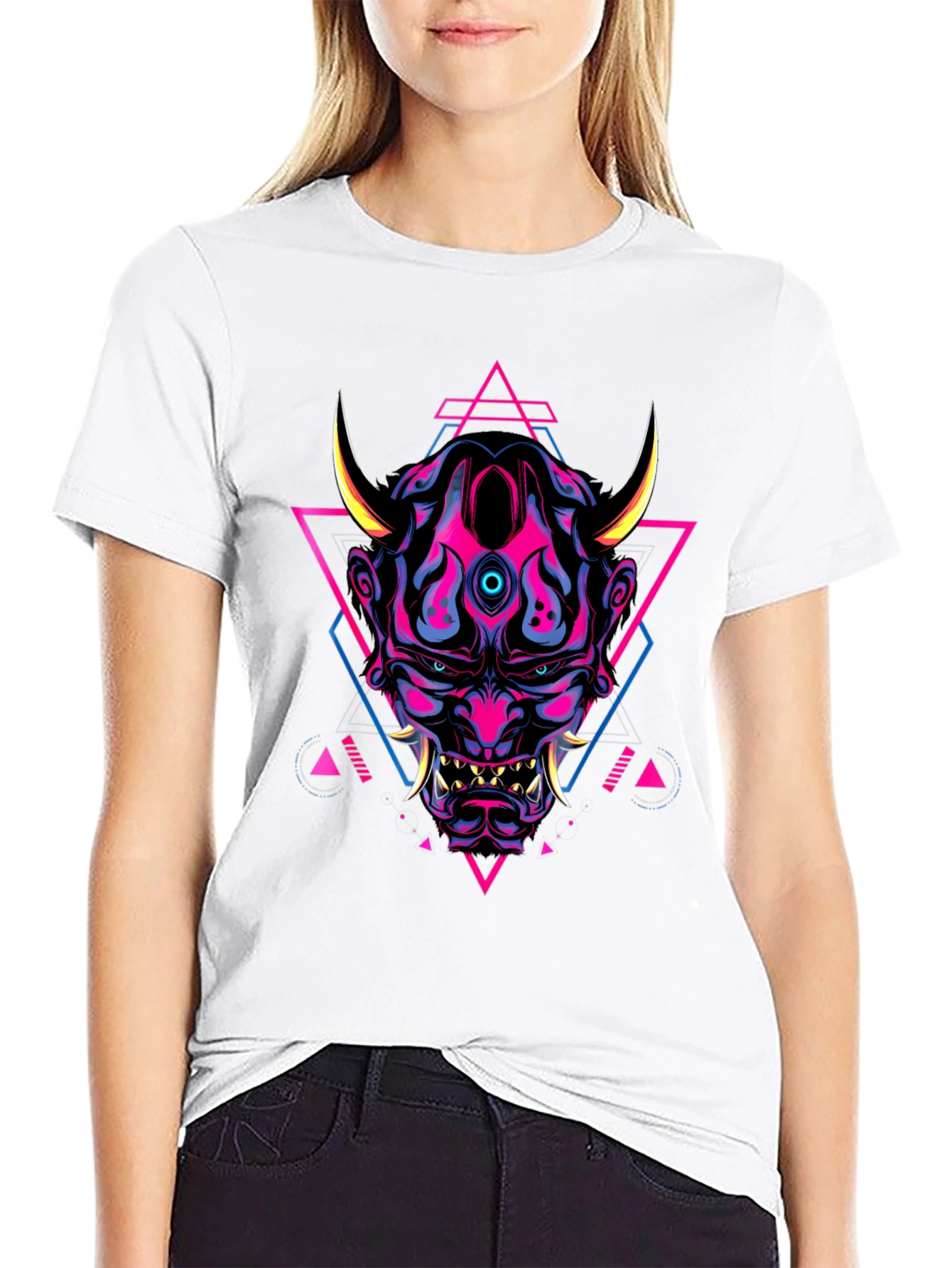 Cyberpunk Oni Mask Graphic Tee