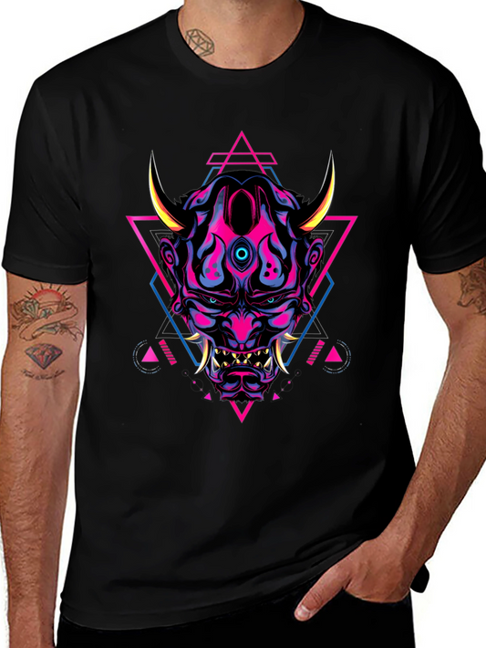Cyberpunk Oni Mask Graphic Tee