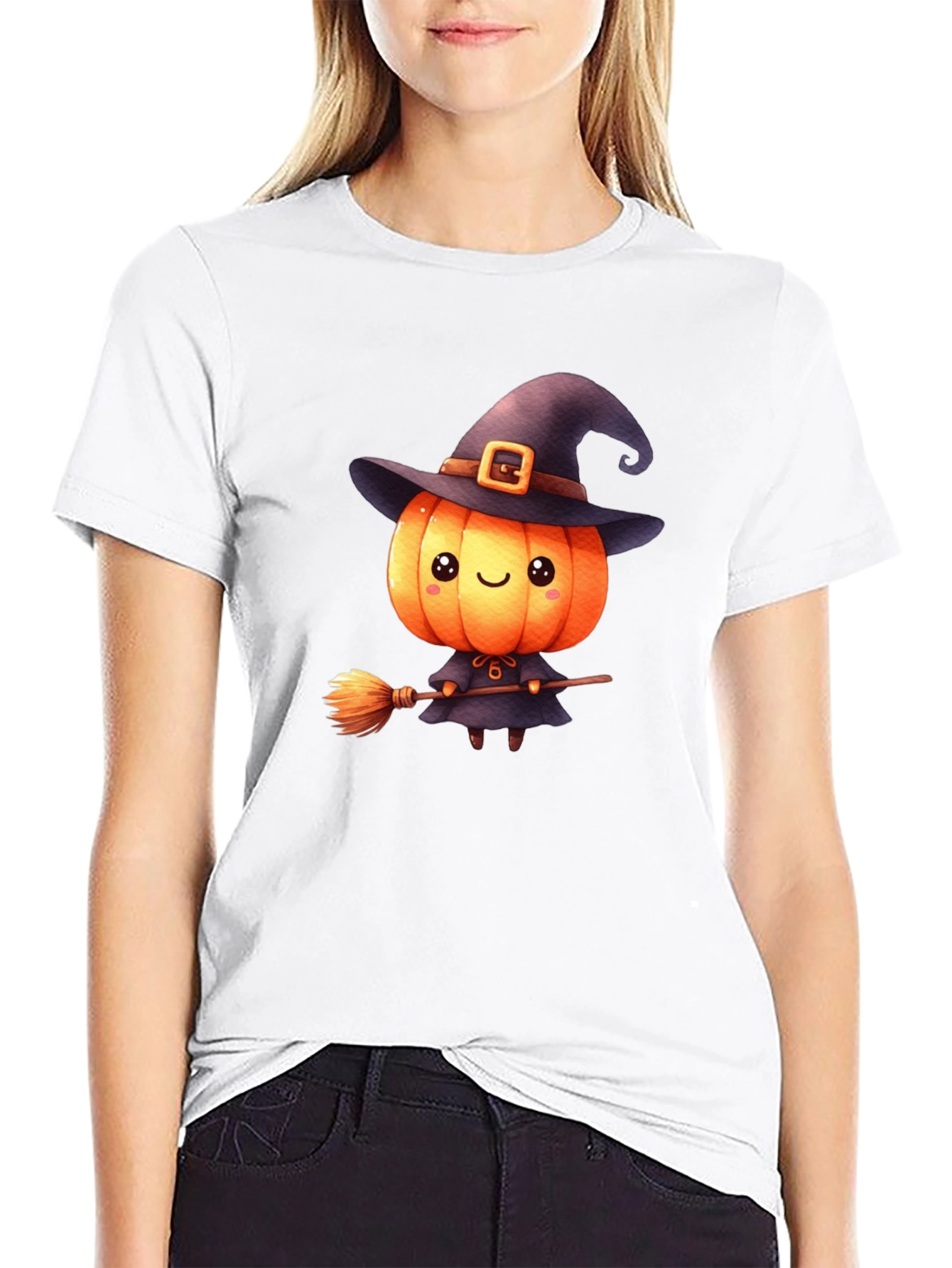 Cute Halloween Pumpkin Witch T-Shirt