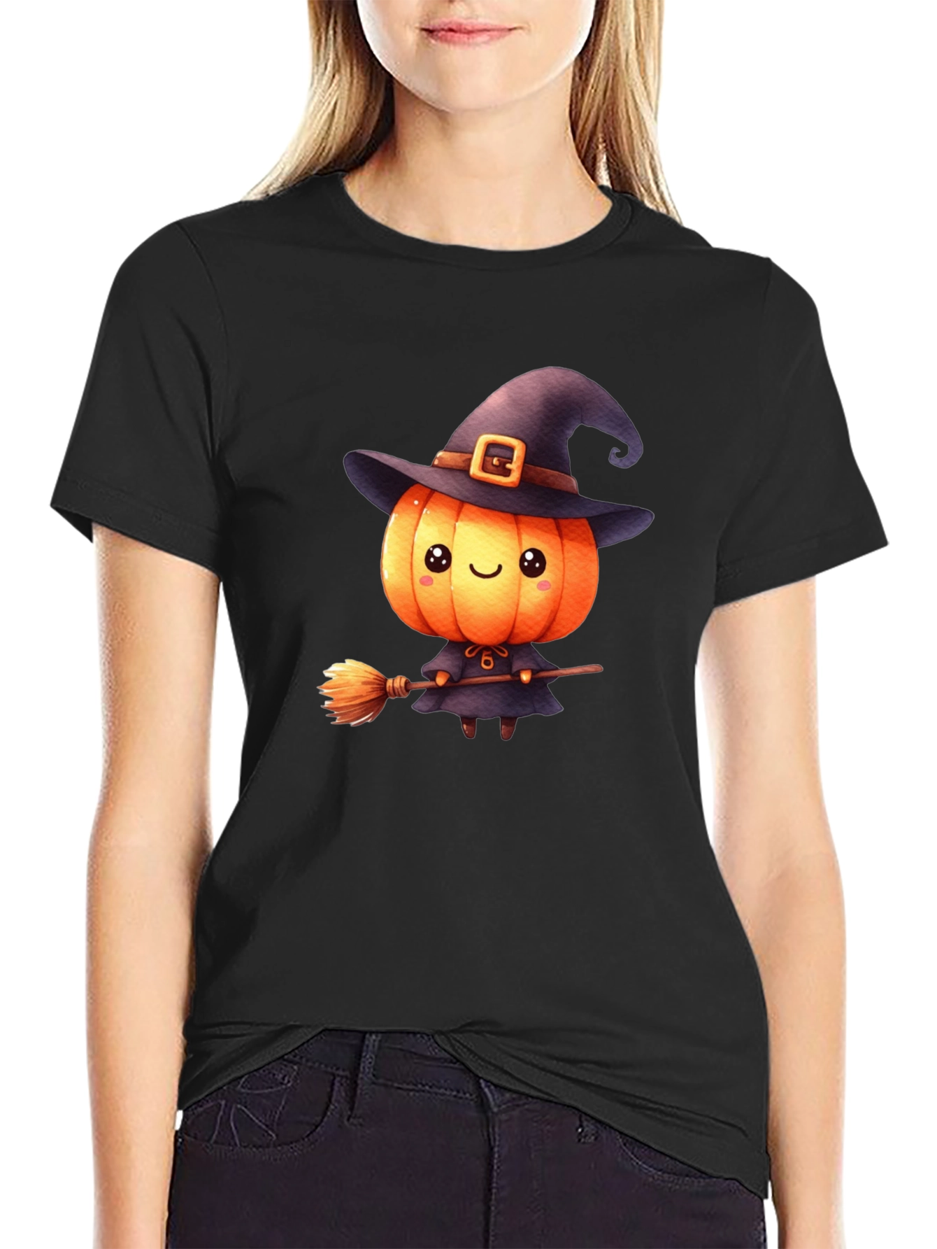 Cute Halloween Pumpkin Witch T-Shirt