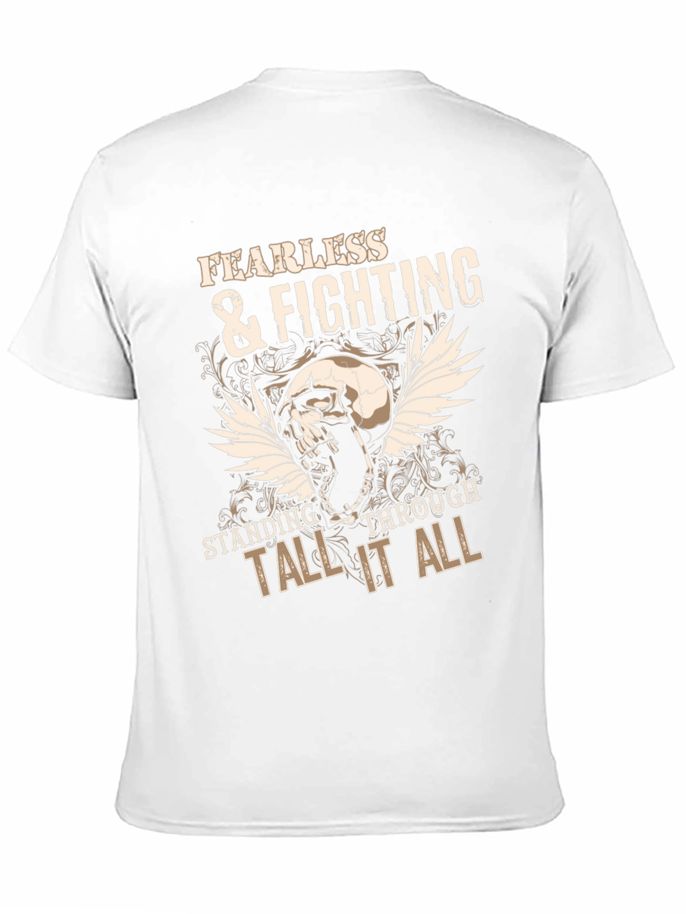 Fearless & Fighting Skull Graphic Tee - Black
