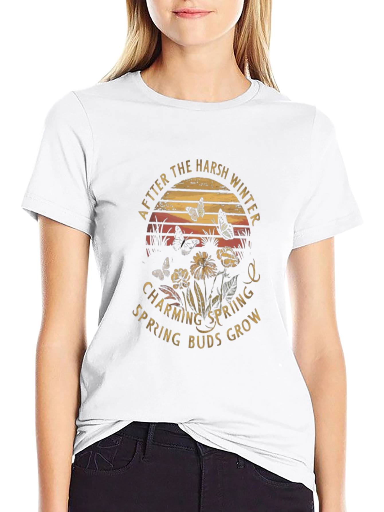 After Harsh Winter Butterfly Floral Graphic Tee