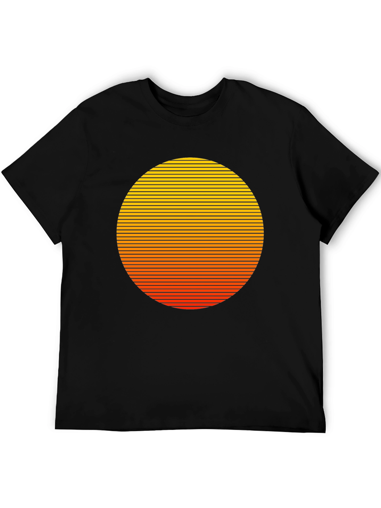 Retro Sunset Graphic Tee - Black Cotton Blend