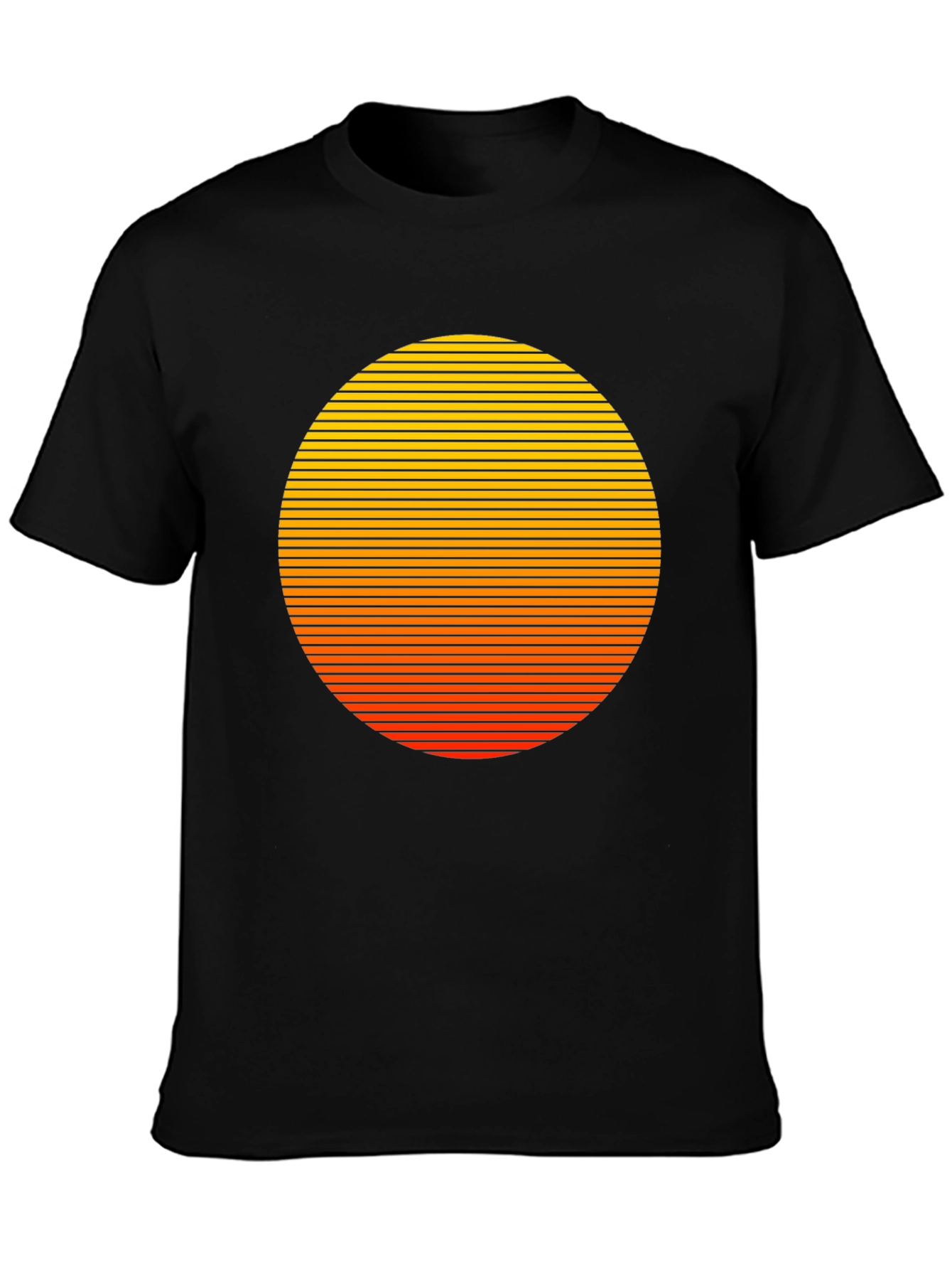 Retro Sunset Graphic Tee - Black Cotton Blend
