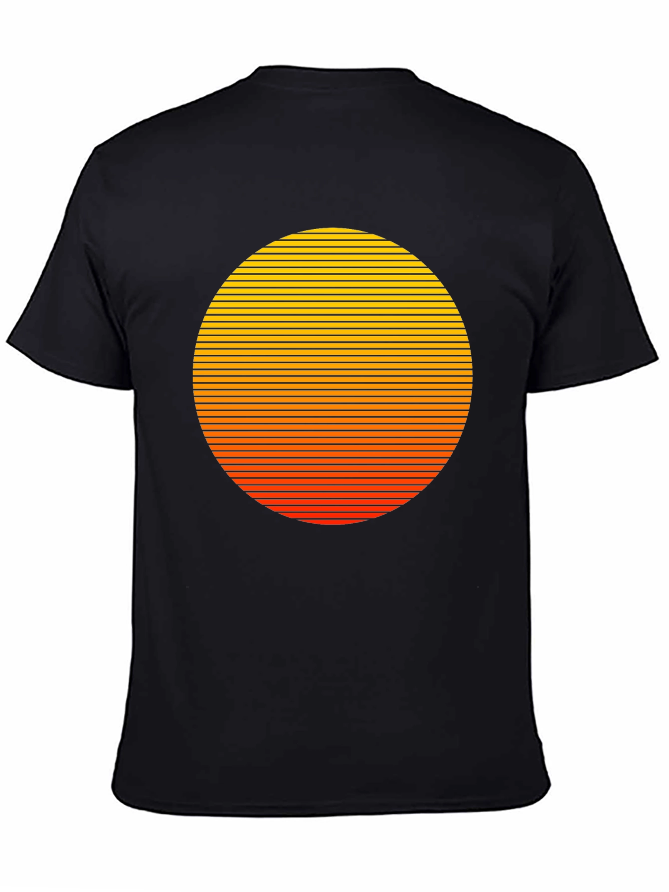 Retro Sunset Graphic Tee - Black Cotton Blend
