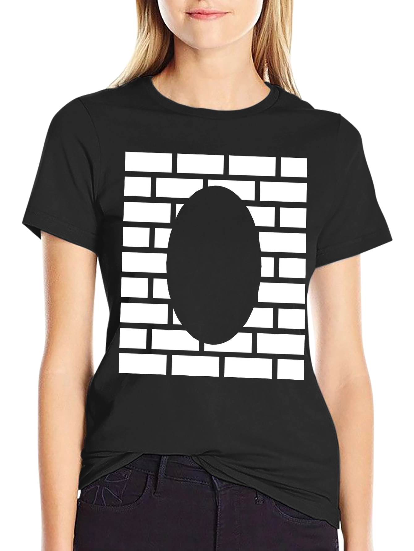 Brick Wall Oval Graphic Tee - Black