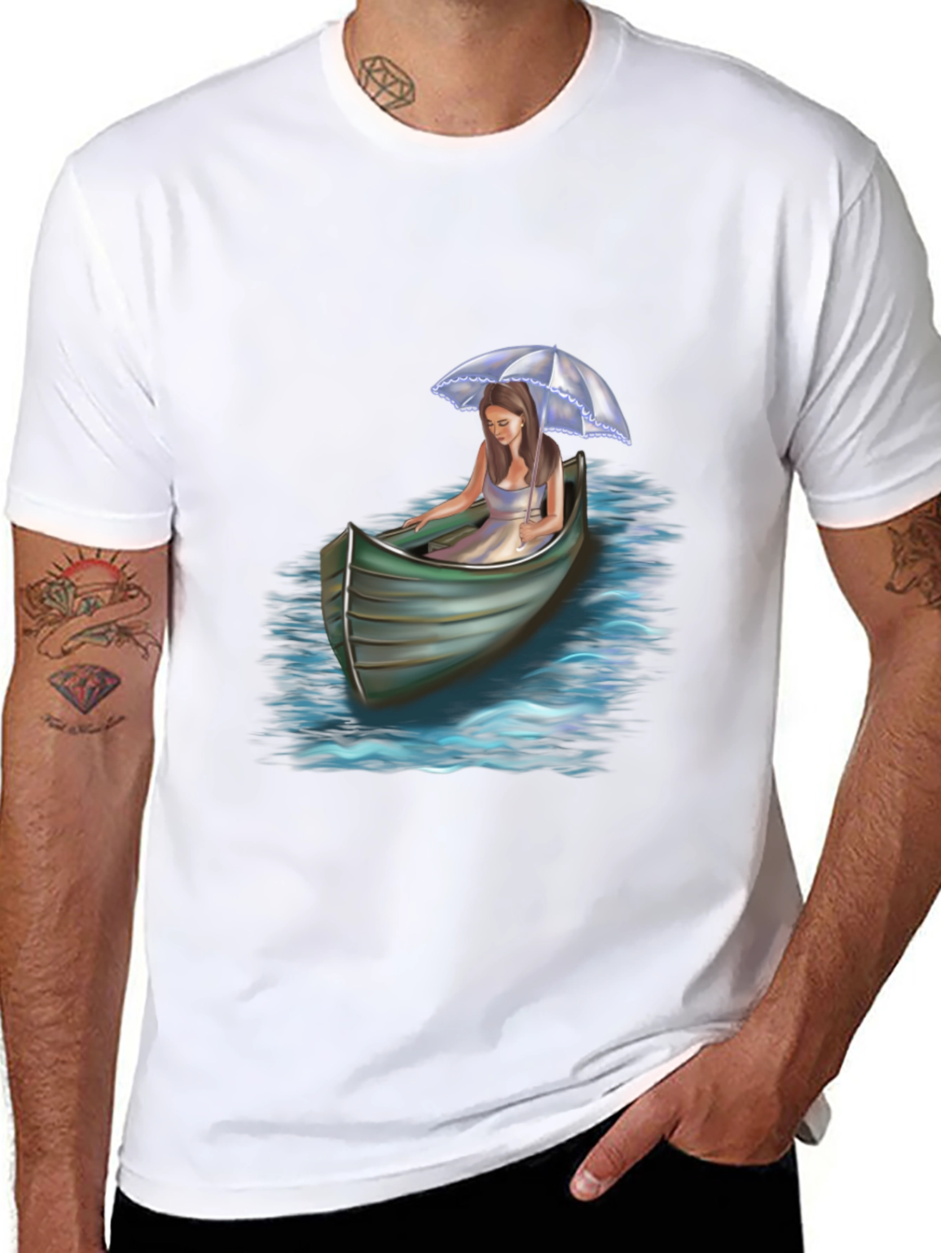 Woman in Boat Graphic Tee - Black