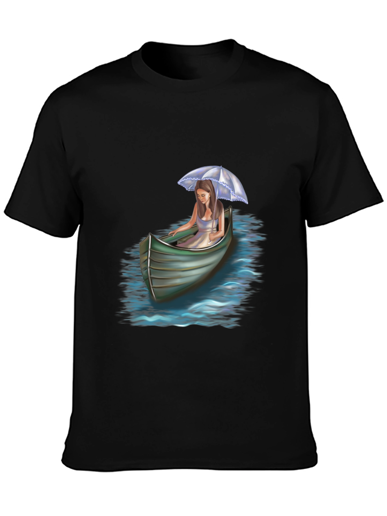 Woman in Boat Graphic Tee - Black