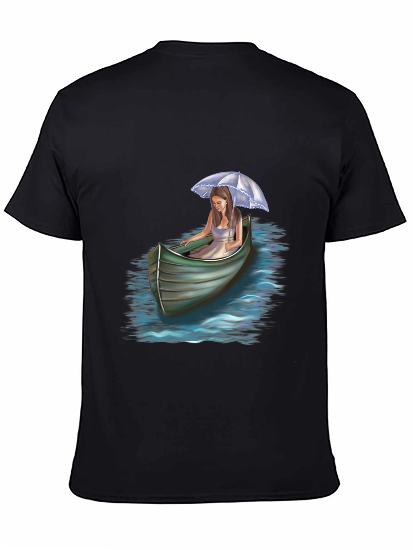 Woman in Boat Graphic Tee - Black