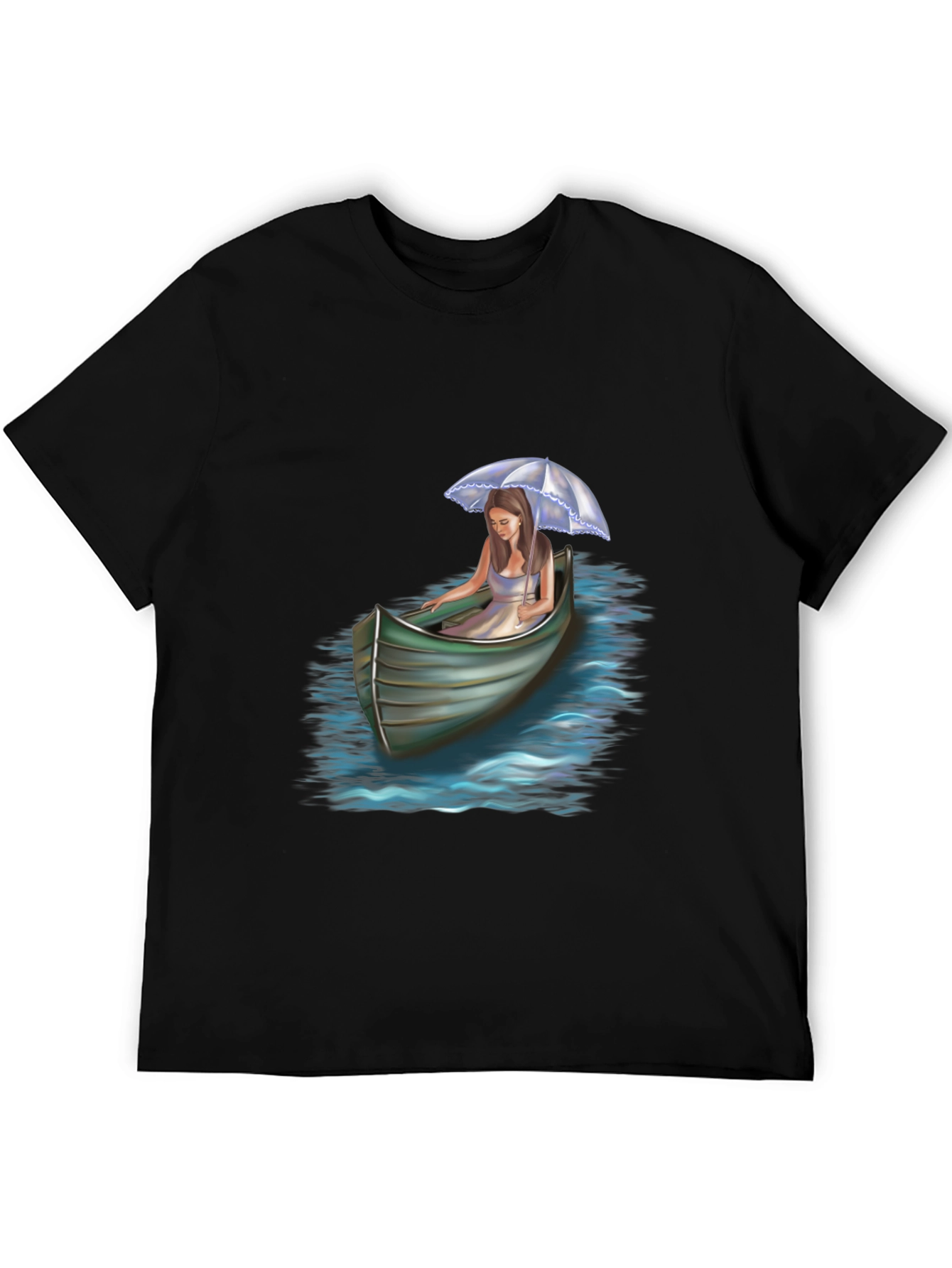 Woman in Boat Graphic Tee - Black