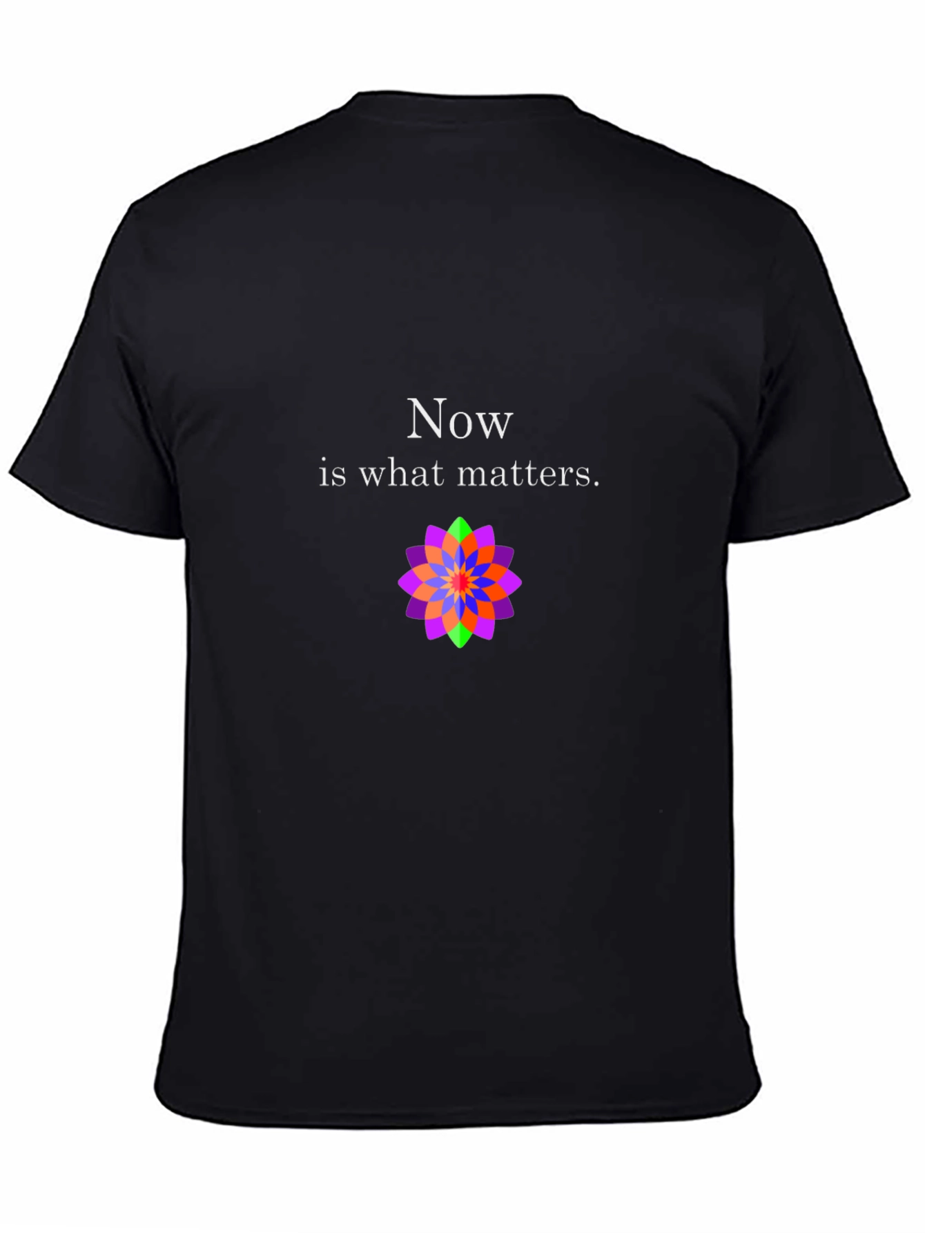 Now Matters Black T-Shirt with Flower Design
