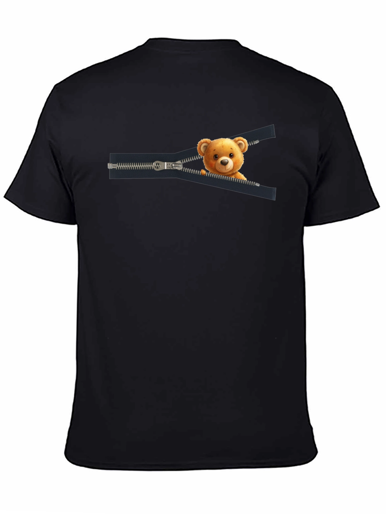Teddy Bear Zipper T-Shirt - Cute Graphic Tee