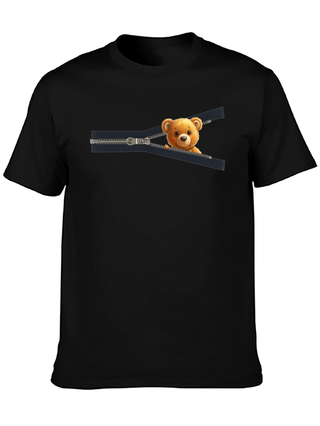 Teddy Bear Zipper T-Shirt - Cute Graphic Tee