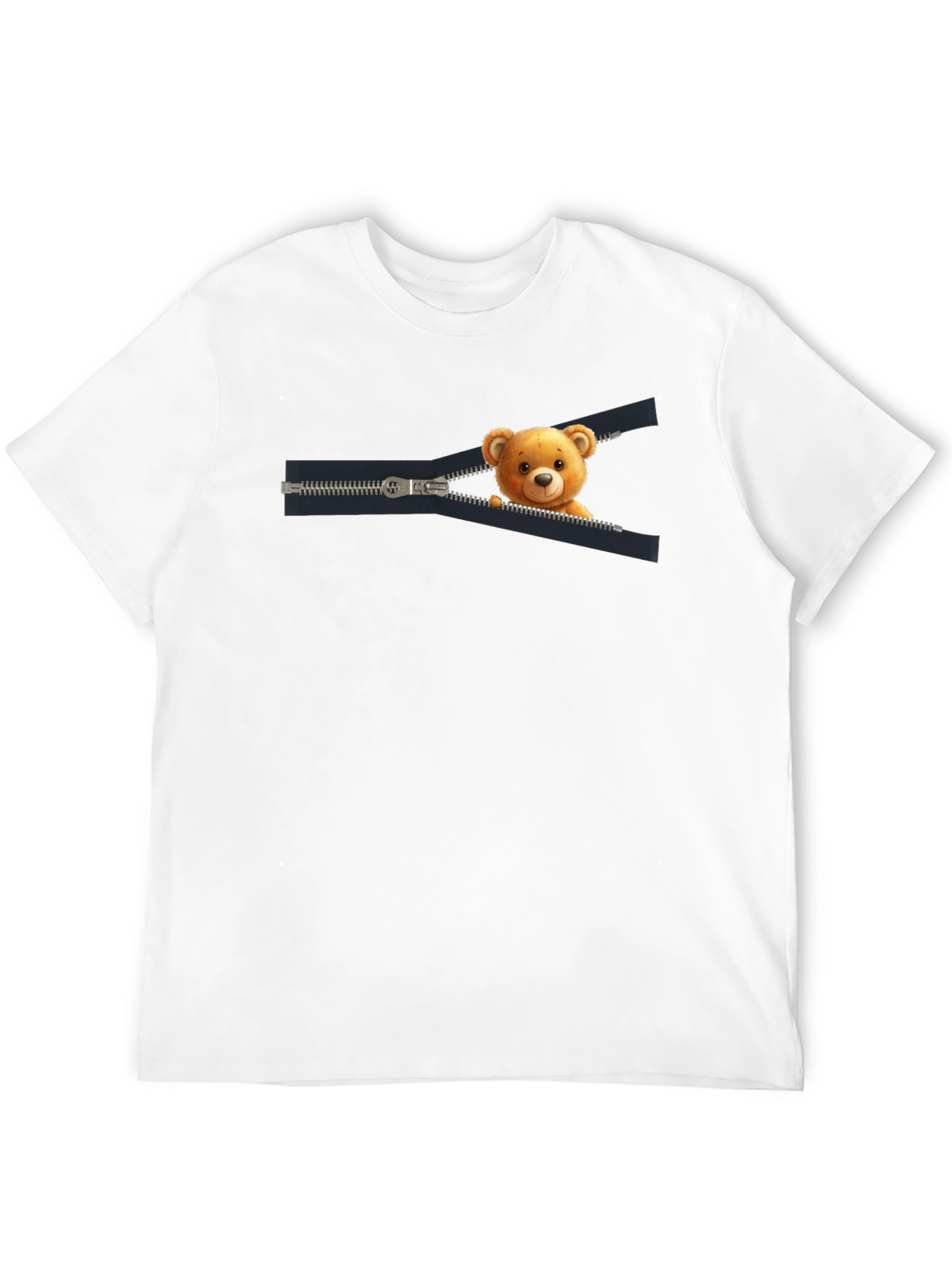 Teddy Bear Zipper T-Shirt - Cute Graphic Tee