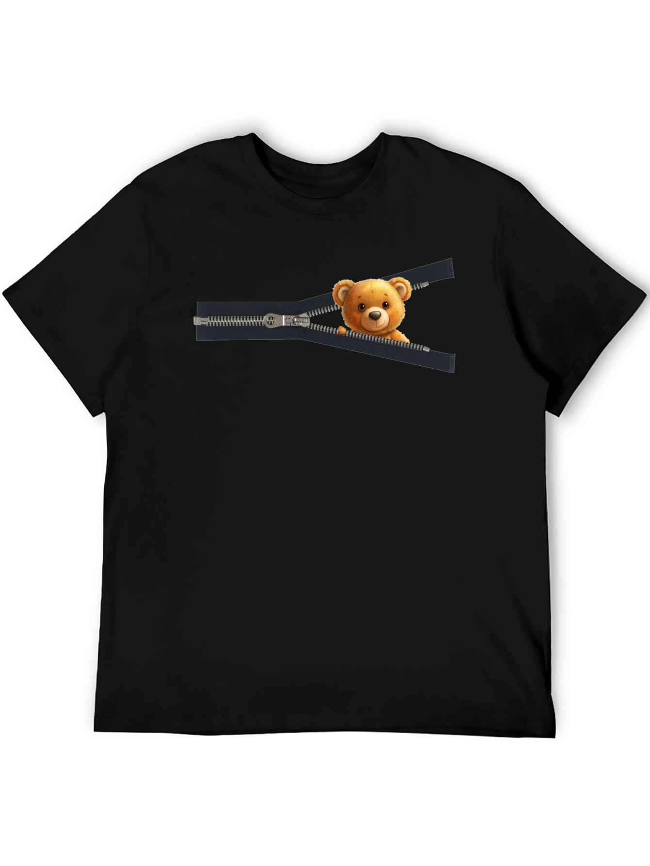 Teddy Bear Zipper T-Shirt - Cute Graphic Tee