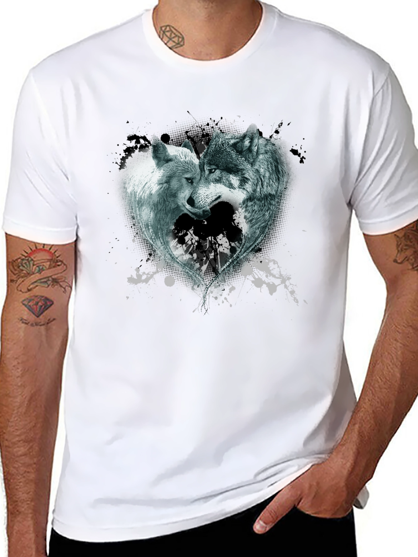 Wolves Heart Graphic Tee - Black