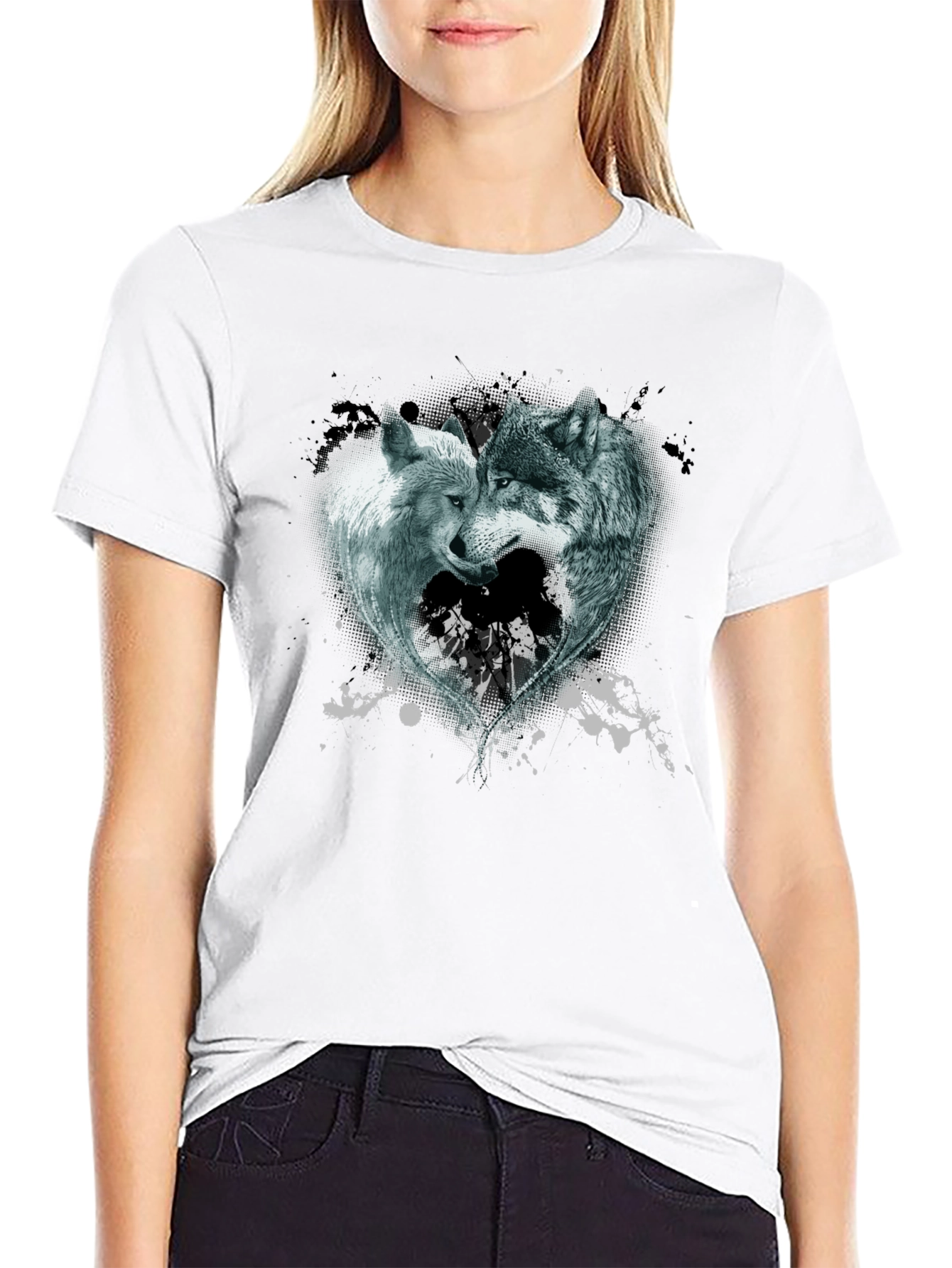 Wolves Heart Graphic Tee - Black