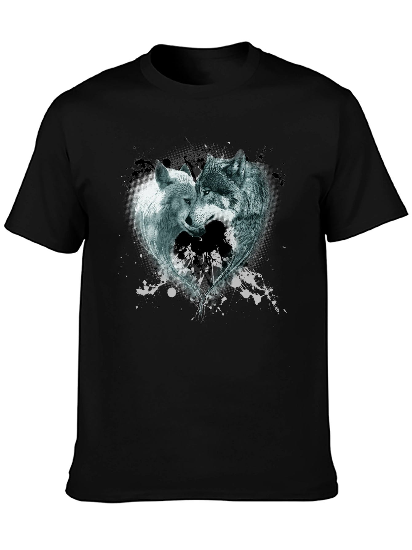 Wolves Heart Graphic Tee - Black