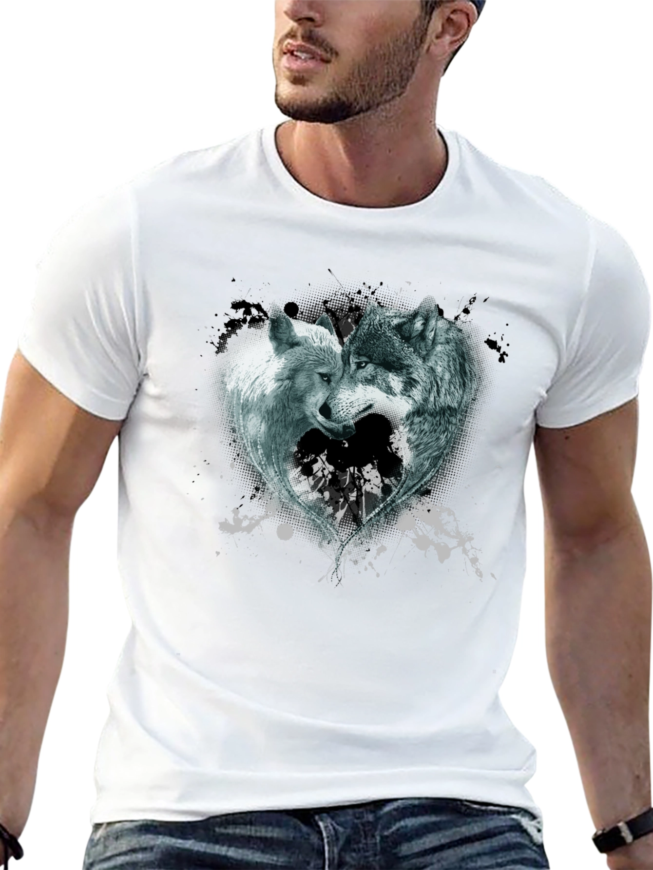 Wolves Heart Graphic Tee - Black