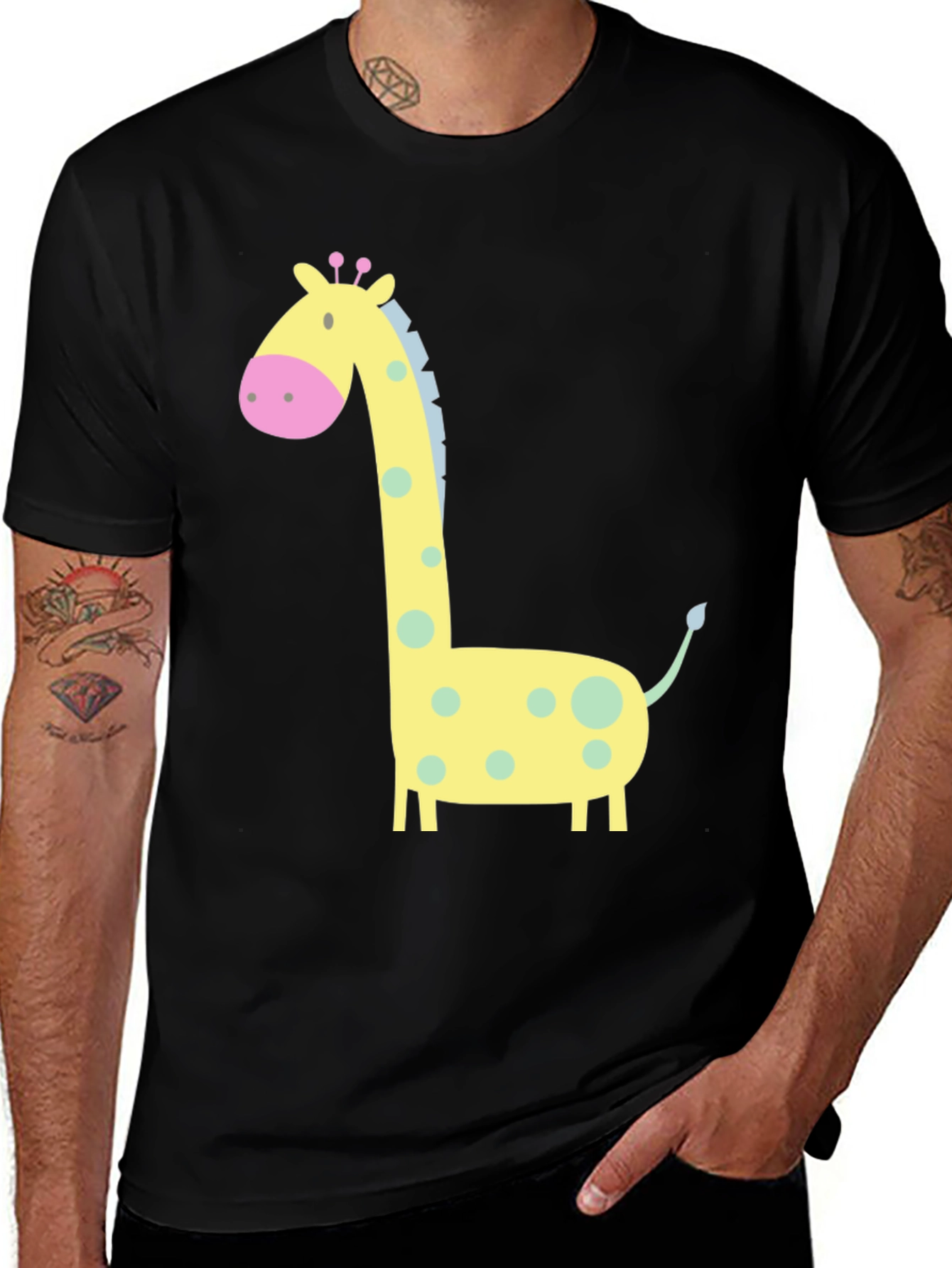 Giraffe Graphic Tee - Cute Cartoon Design