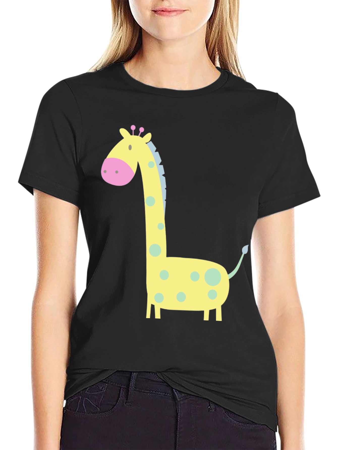 Giraffe Graphic Tee - Cute Cartoon Design