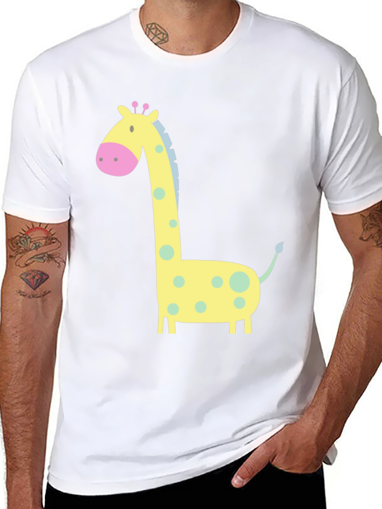 Giraffe Graphic Tee - Cute Cartoon Design