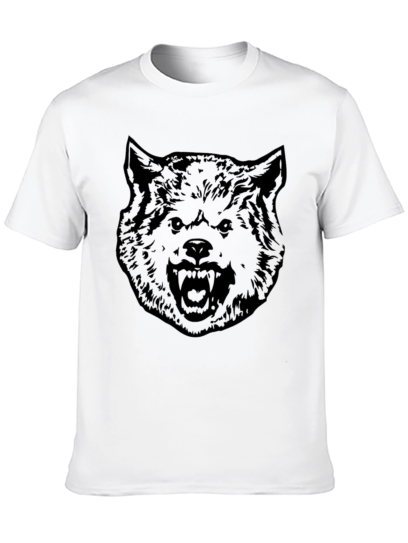 Mens Black Wolf Graphic Print T-Shirt