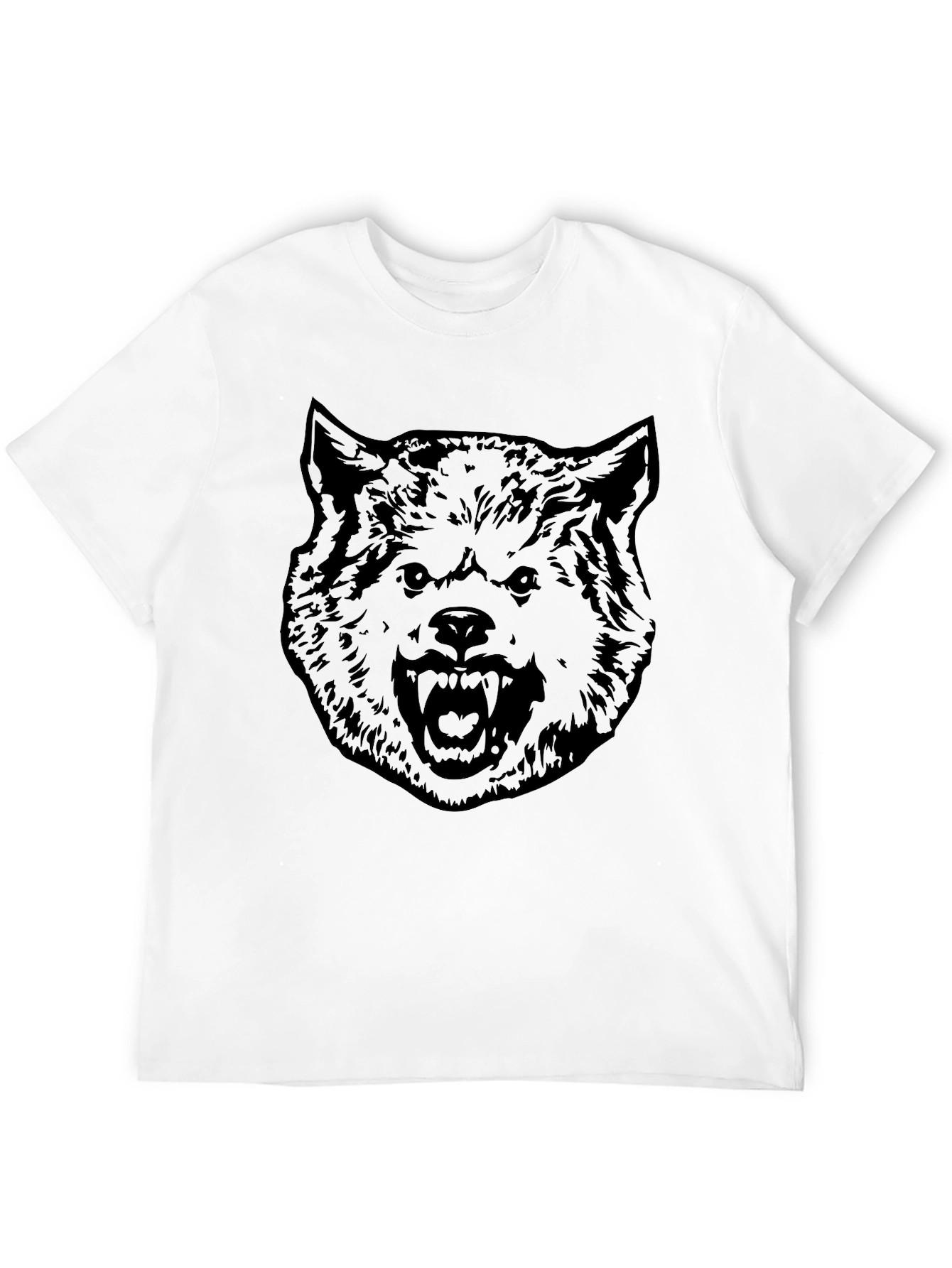Mens Black Wolf Graphic Print T-Shirt