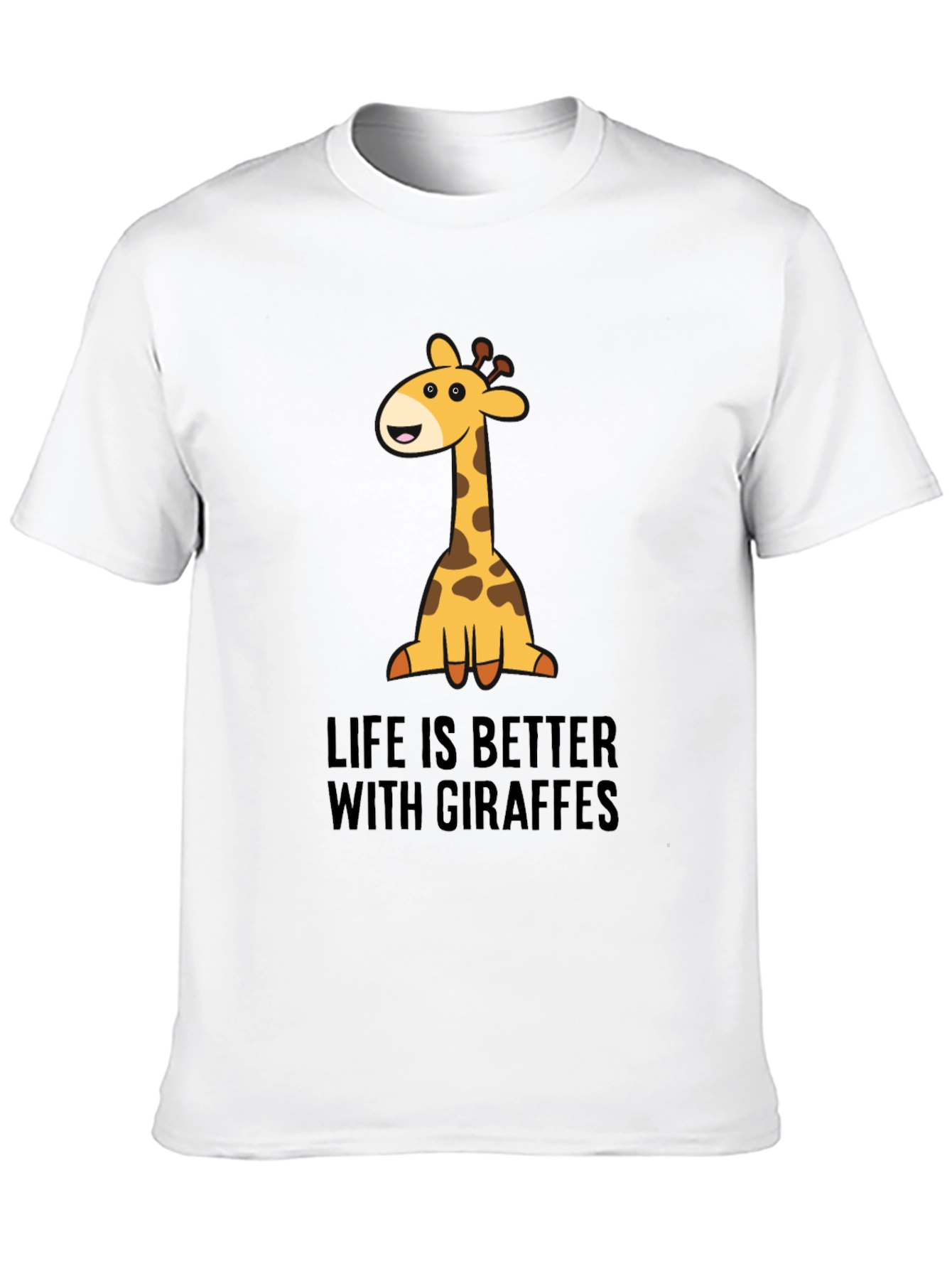 Giraffe Life Graphic Tee - Black Cotton T-Shirt