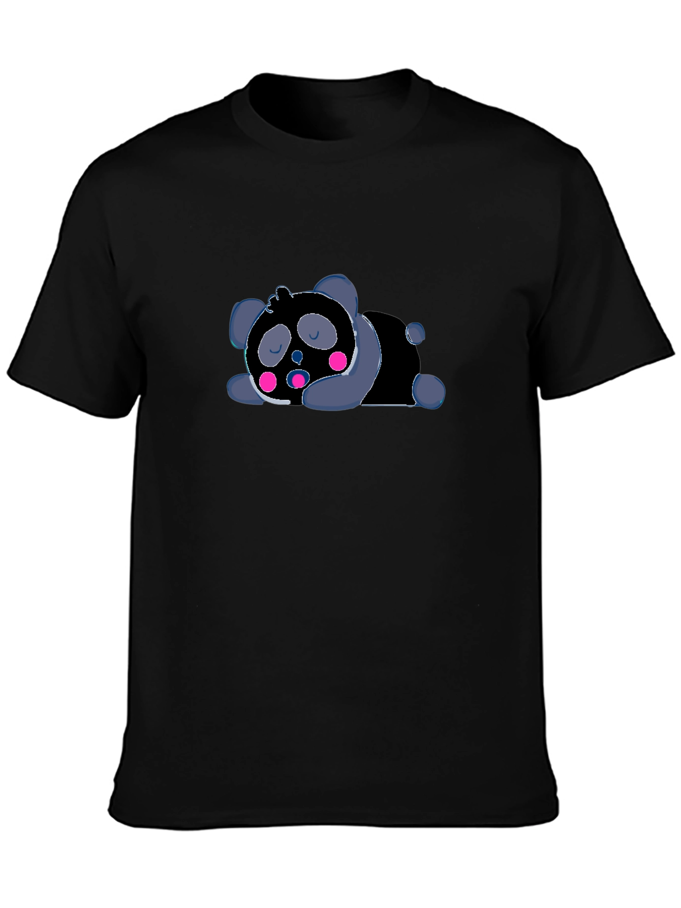 Cute Sleeping Panda Graphic T-Shirt - Black