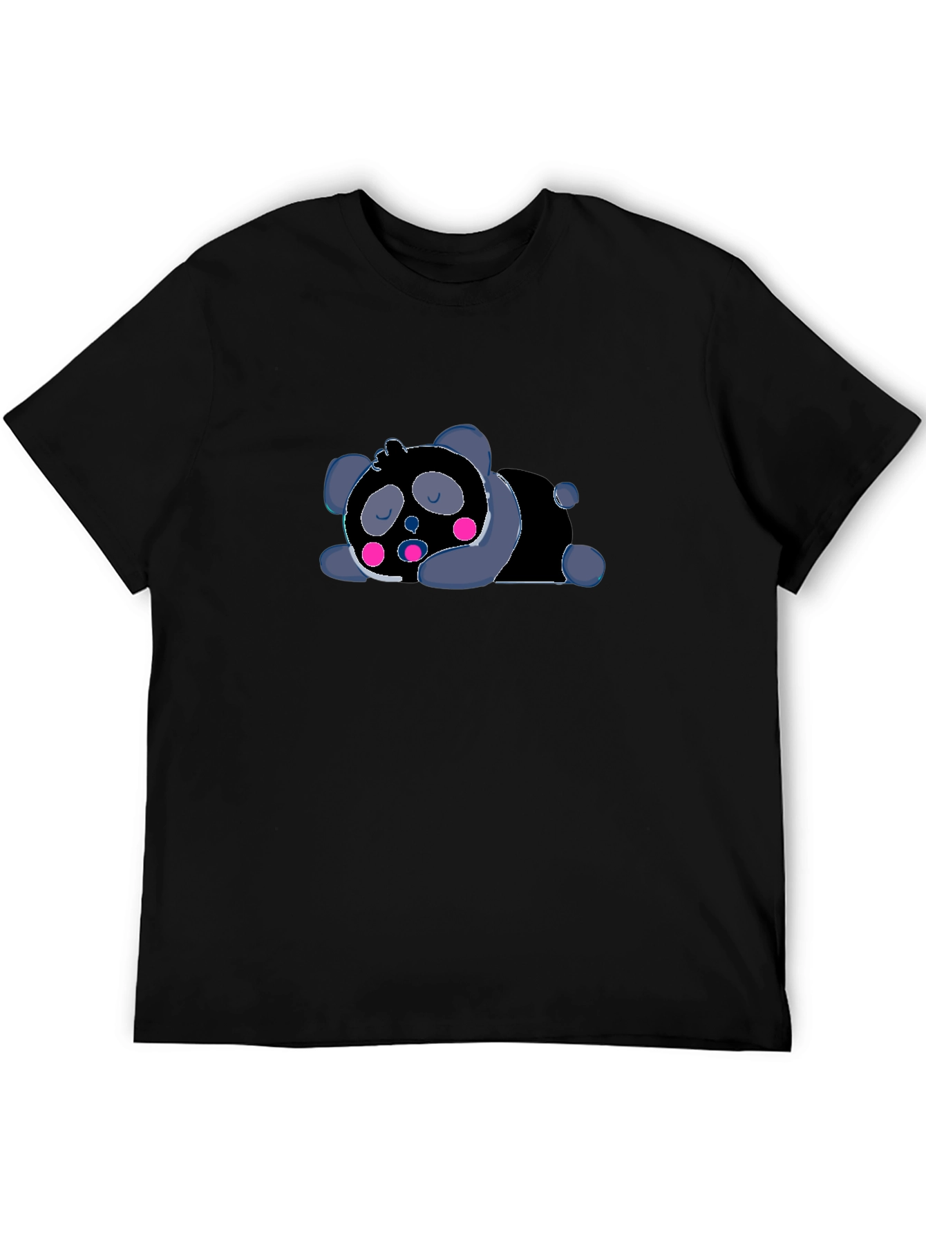 Cute Sleeping Panda Graphic T-Shirt - Black