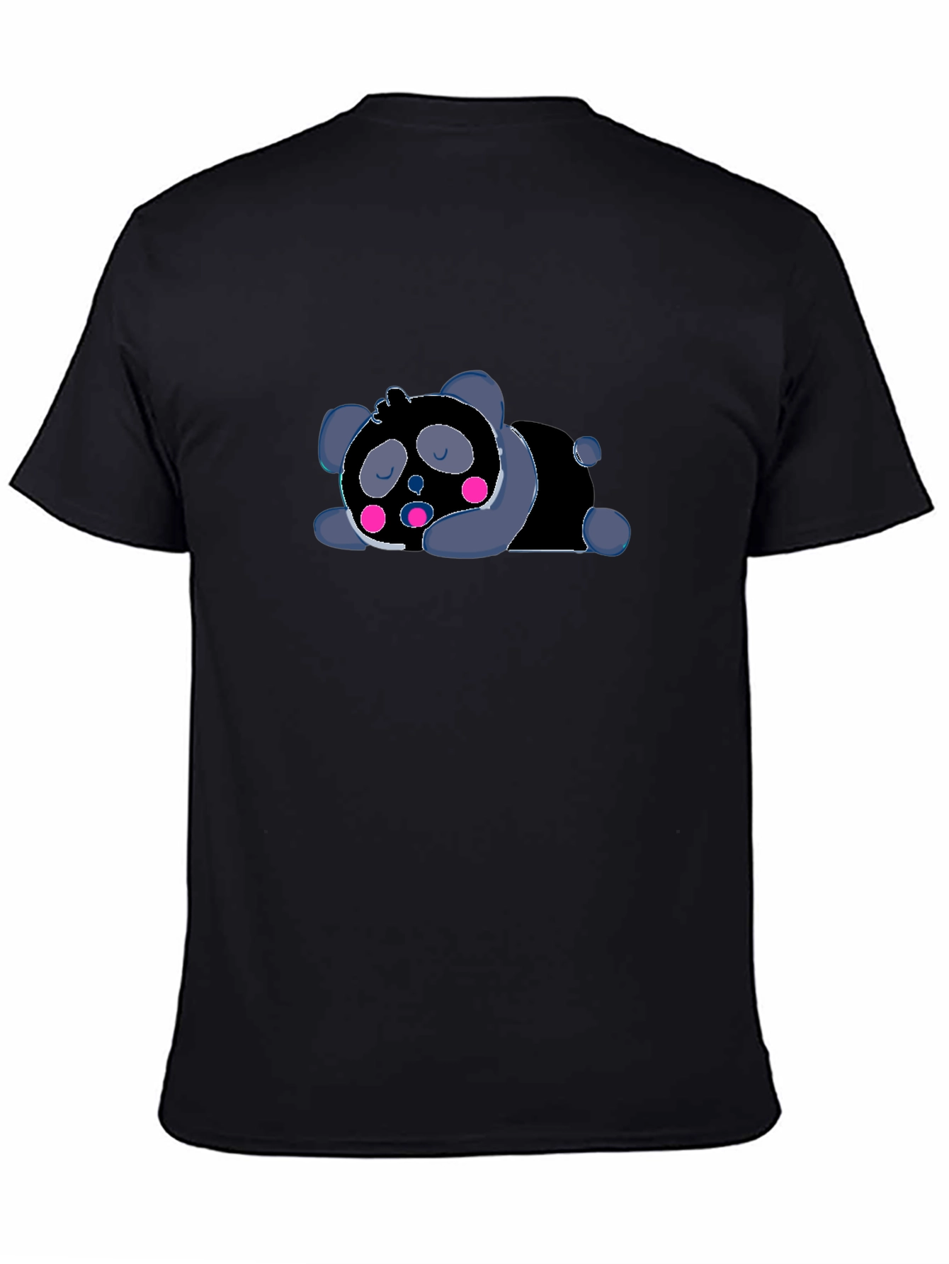 Cute Sleeping Panda Graphic T-Shirt - Black