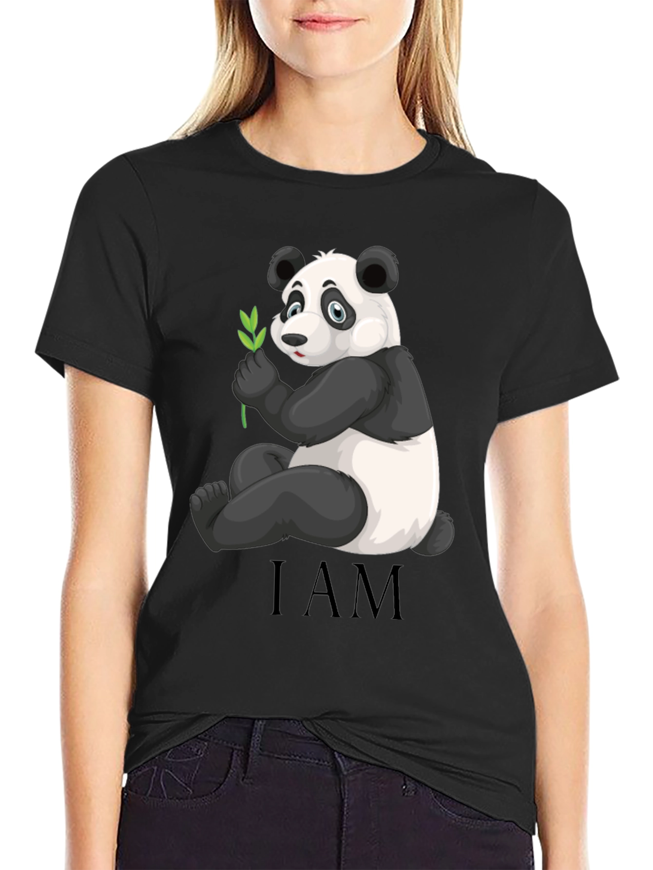 Panda Bear I AM Black Graphic T-Shirt