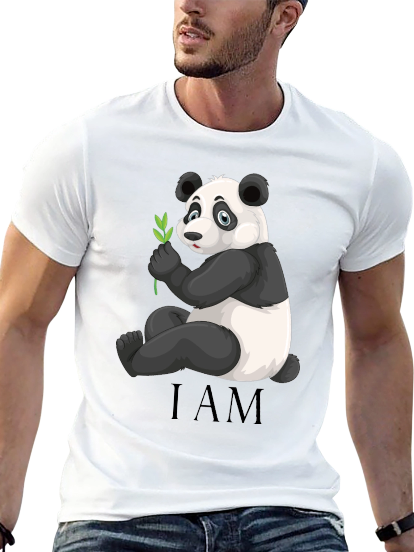 Panda Bear I AM Black Graphic T-Shirt