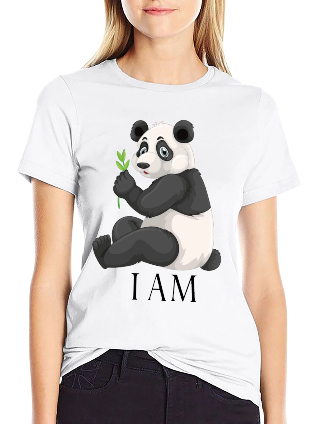 Panda Bear I AM Black Graphic T-Shirt