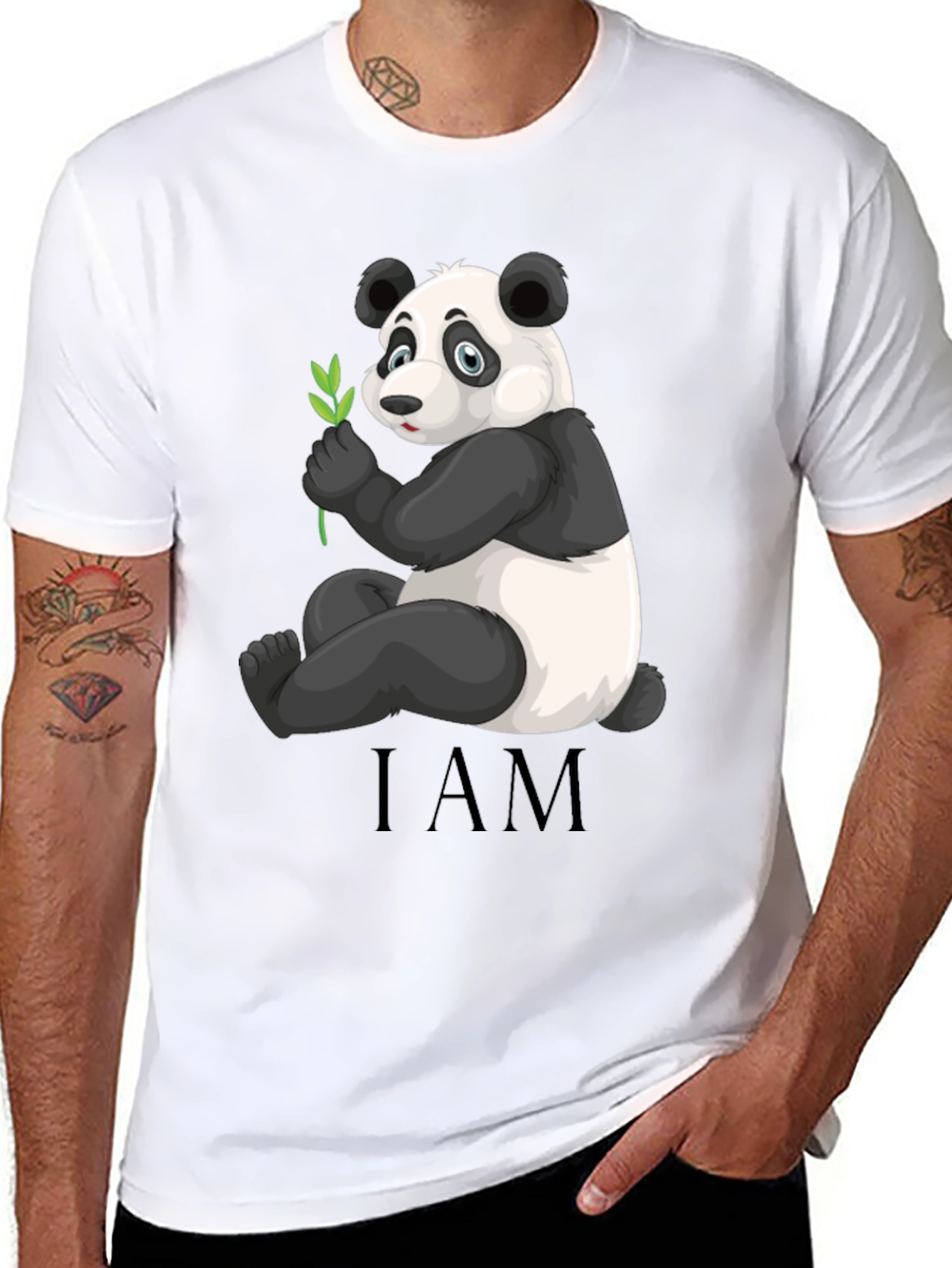 Panda Bear I AM Black Graphic T-Shirt