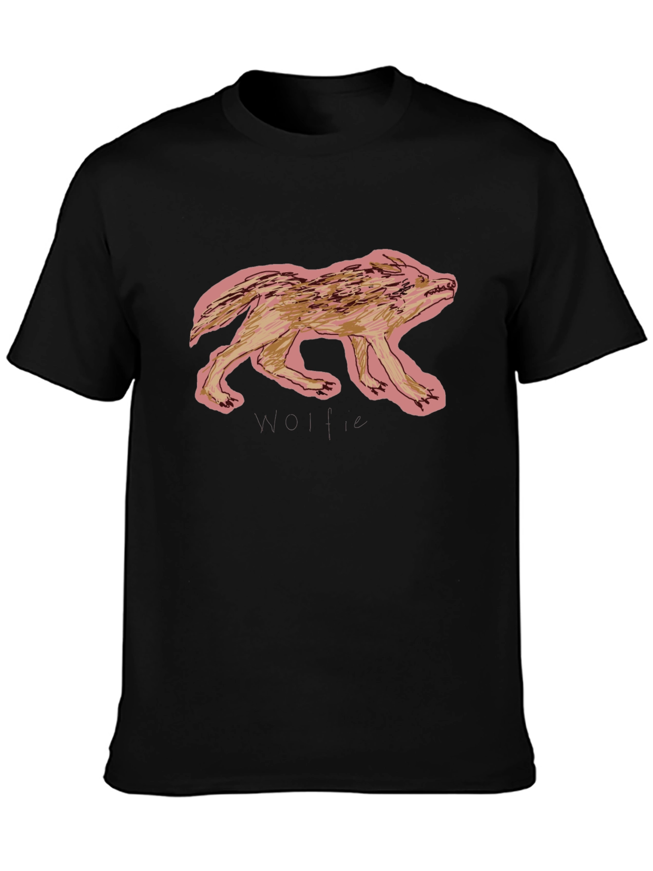 Cool Black Graphic Tee - Wolf Design