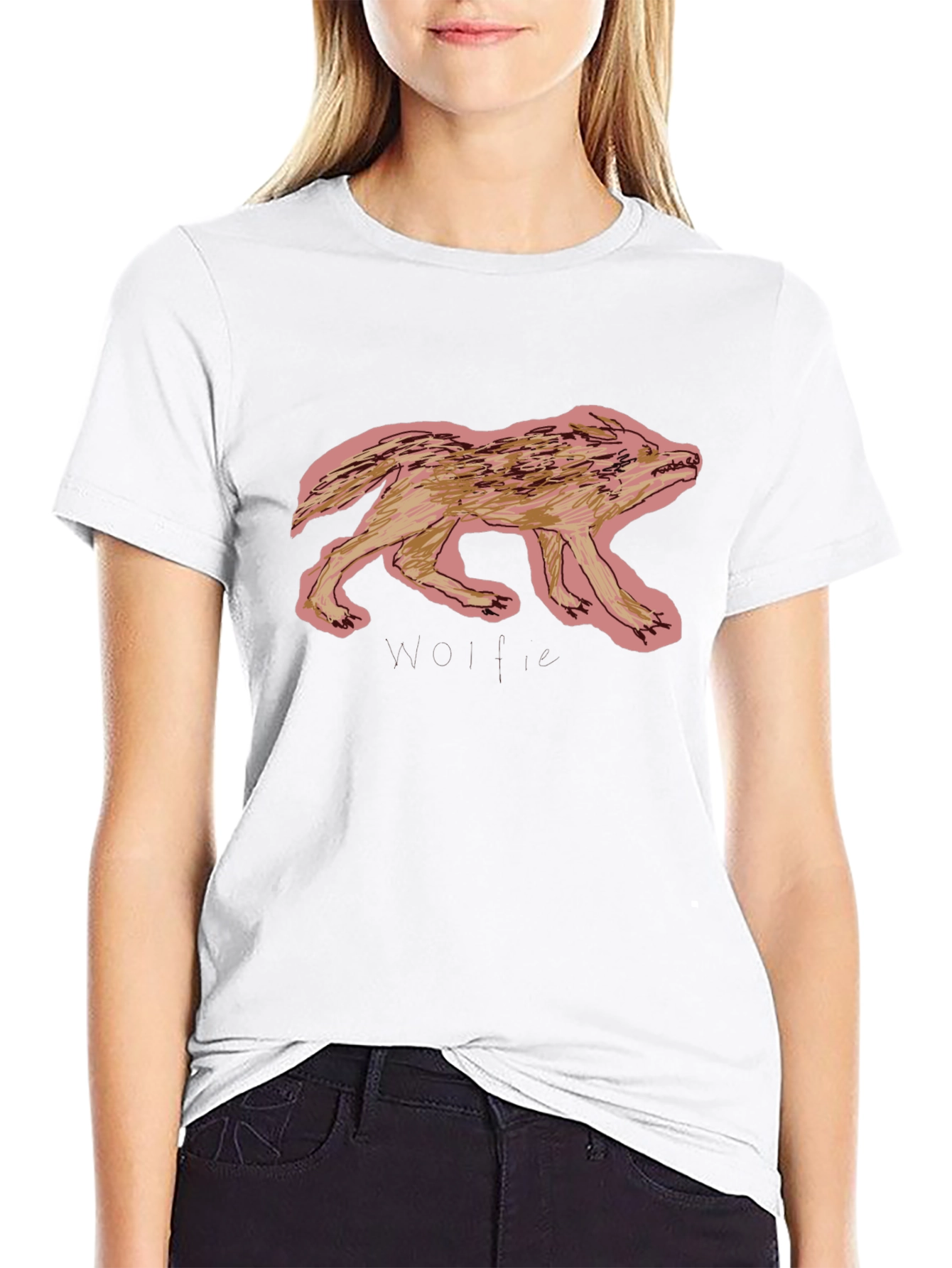 Cool Black Graphic Tee - Wolf Design