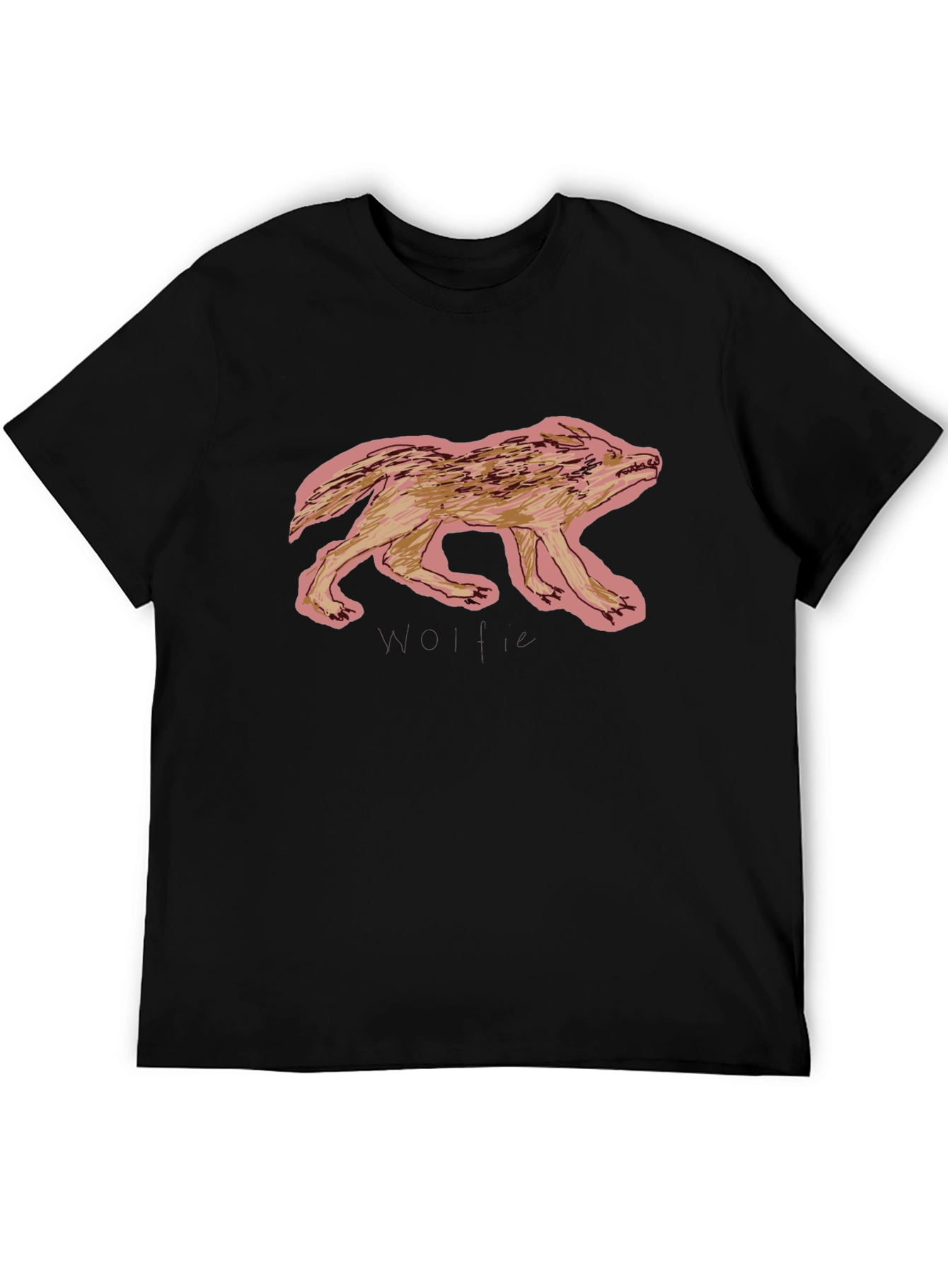 Cool Black Graphic Tee - Wolf Design