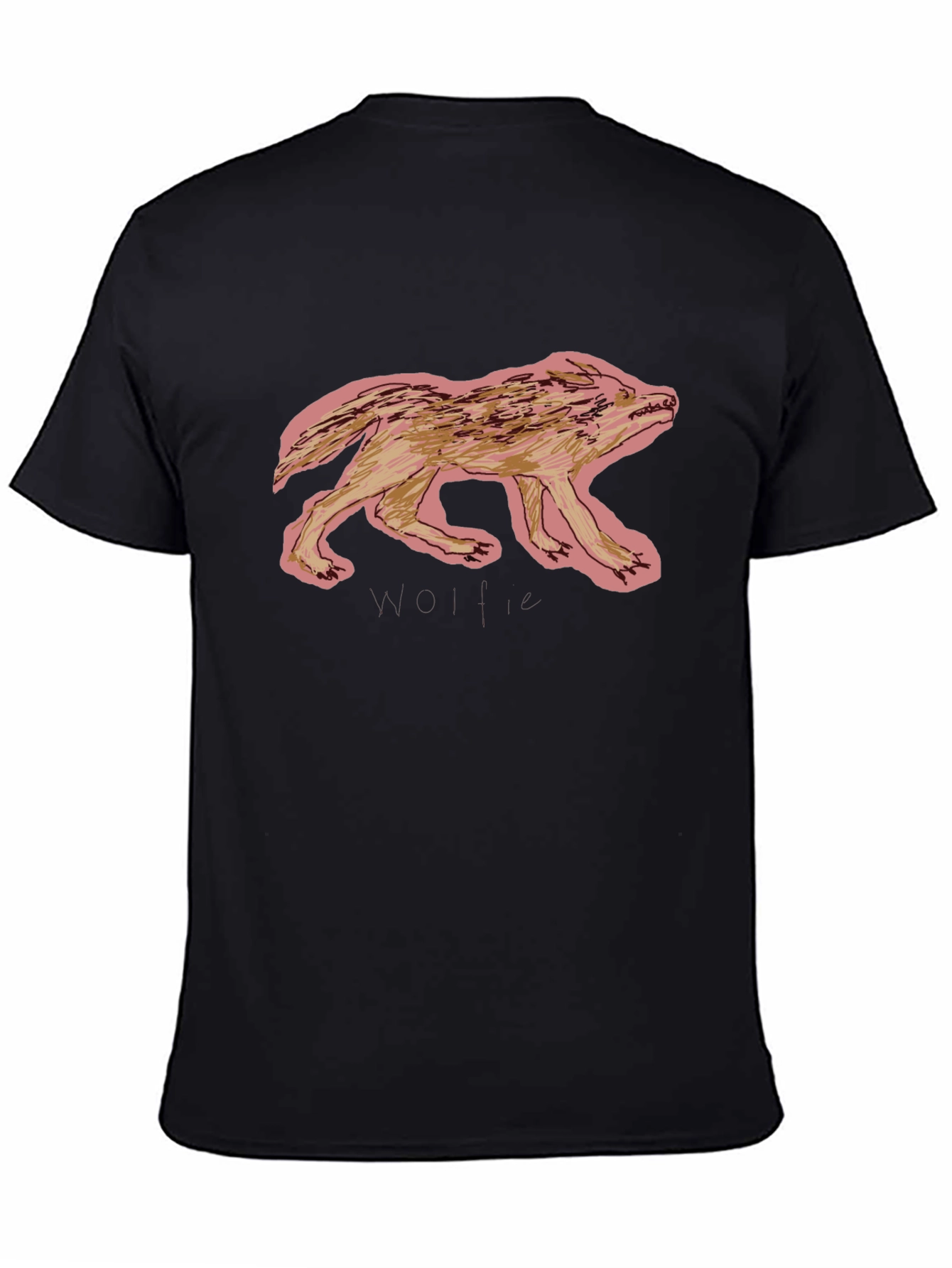 Cool Black Graphic Tee - Wolf Design